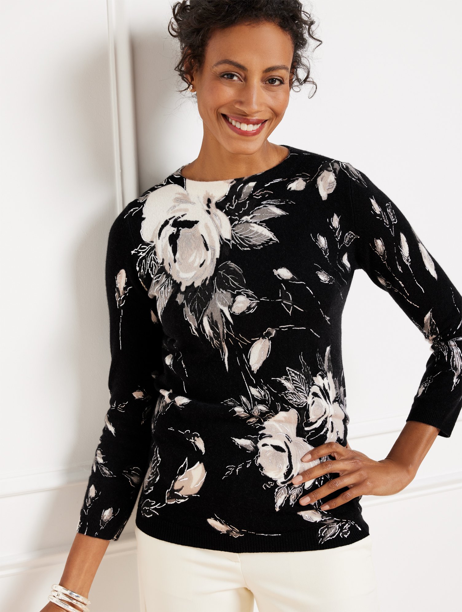 Audrey Cashmere Sweater - Rosey Bouquet | Talbots