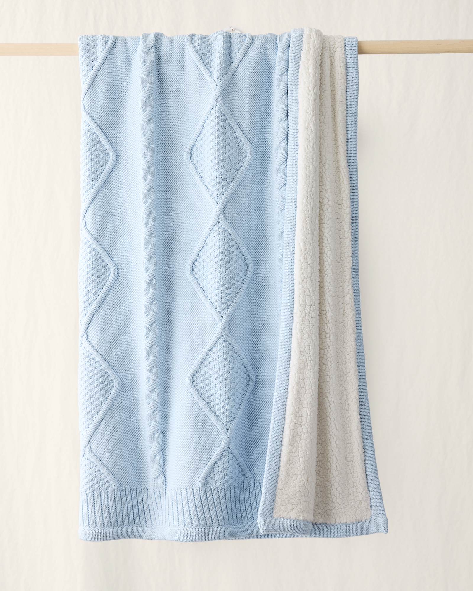 Cotton Cable/Faux Fur Throw