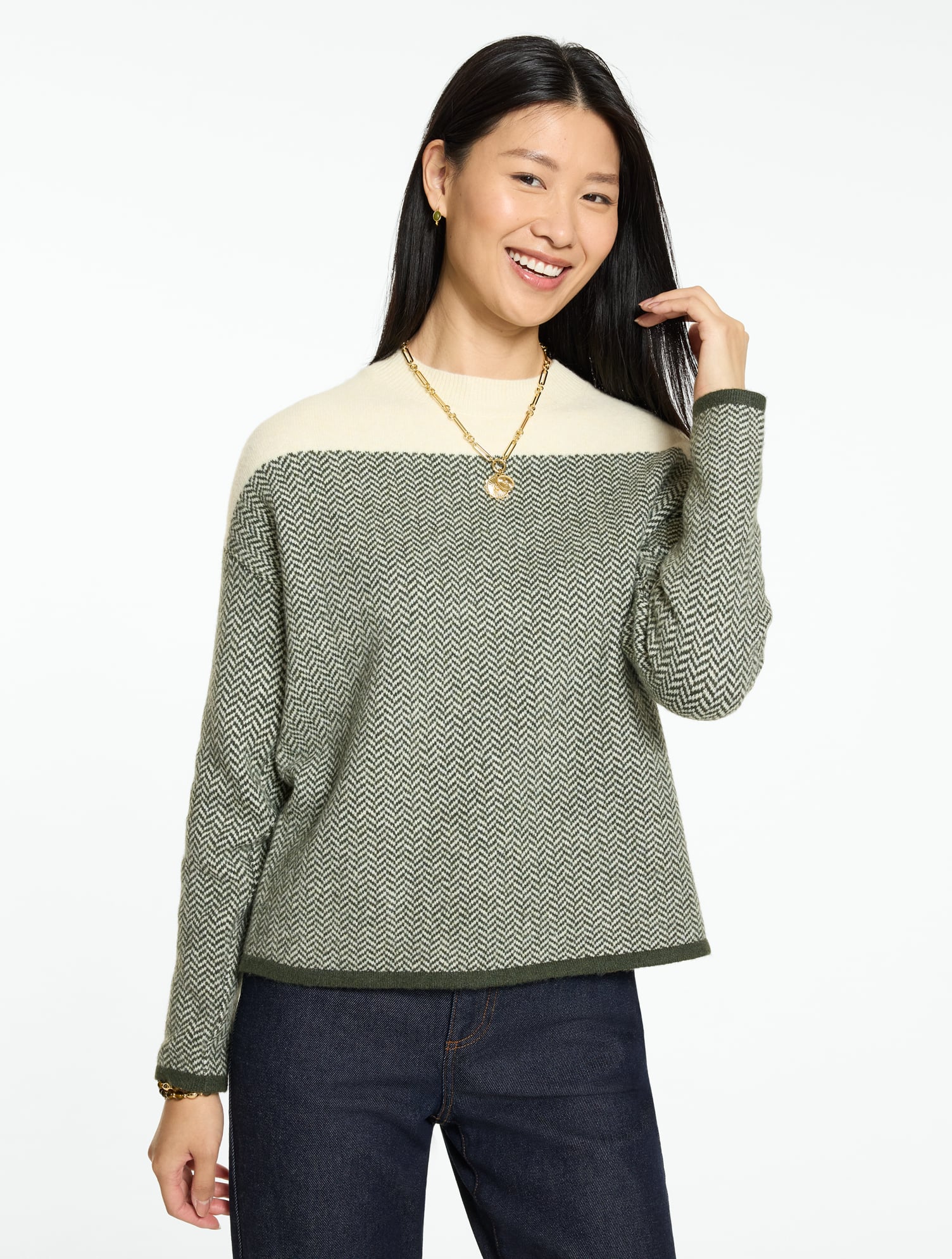 Crewneck Sweater - Cherry Houndstooth