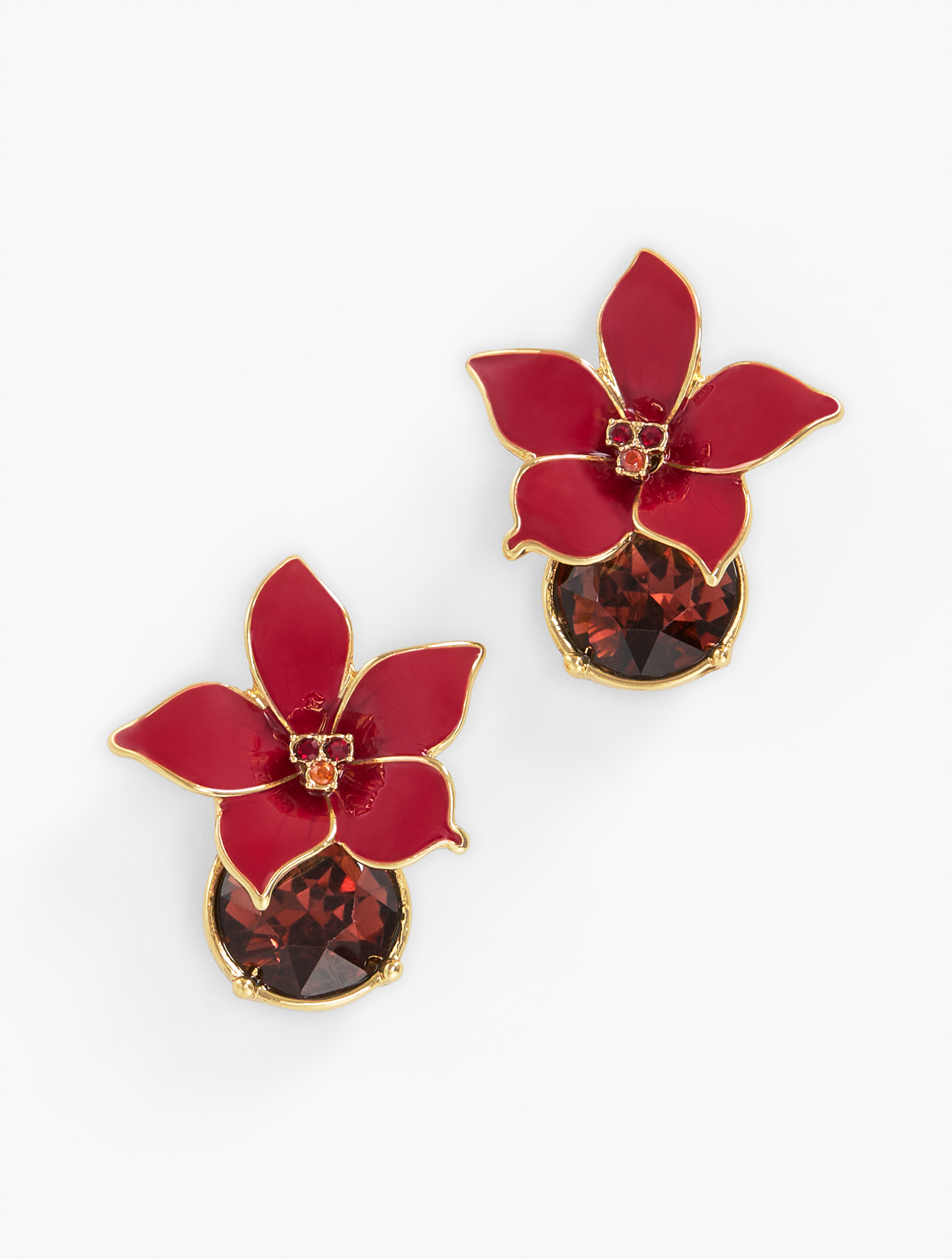 Talbots Poinsettia Drop Earrings - Red/gold - 001  In Red,gold