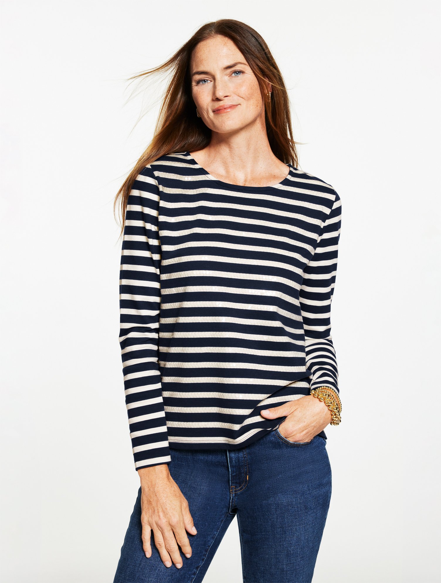 Crewneck Tee - Sequin Stripe