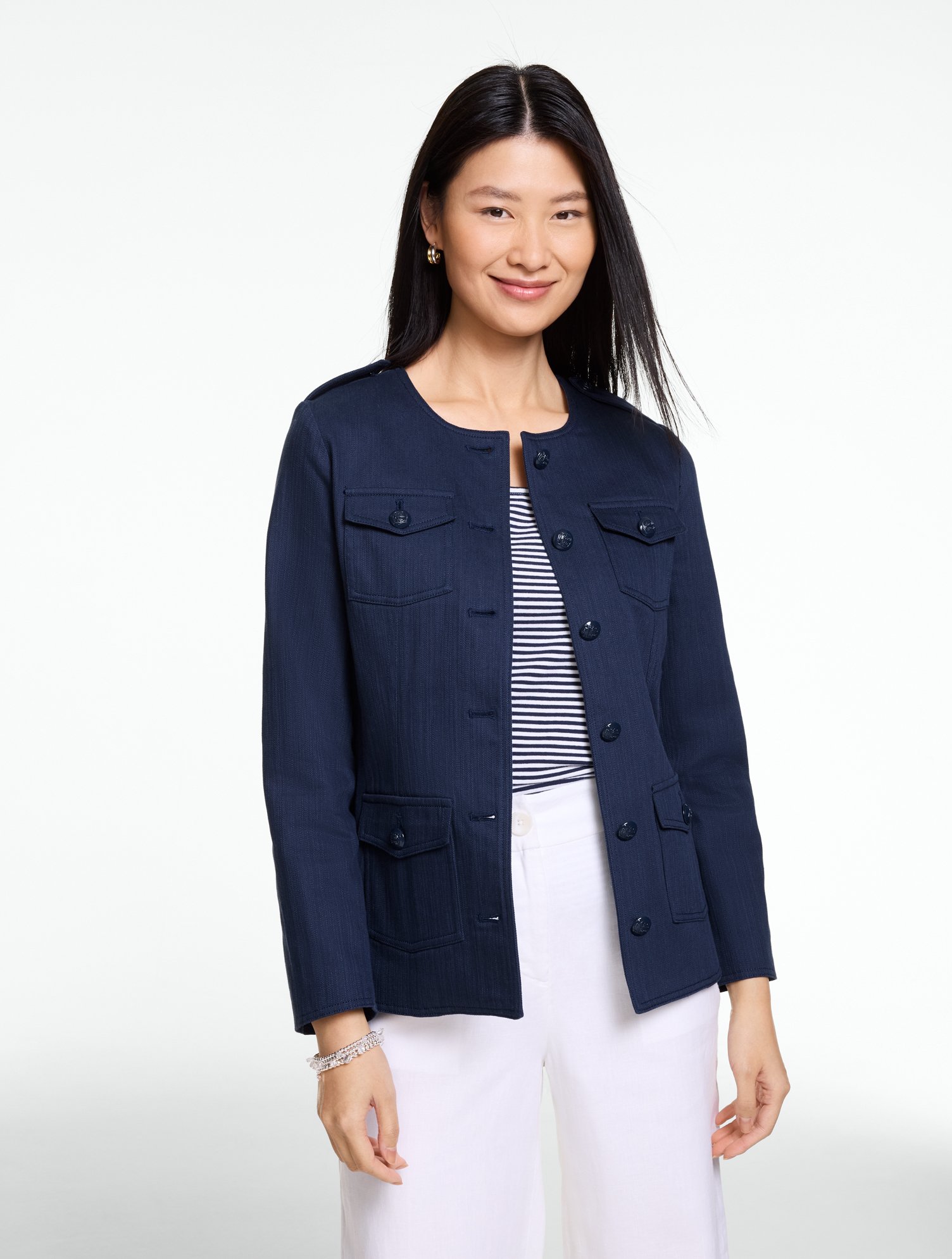 Twill Collarless Jacket