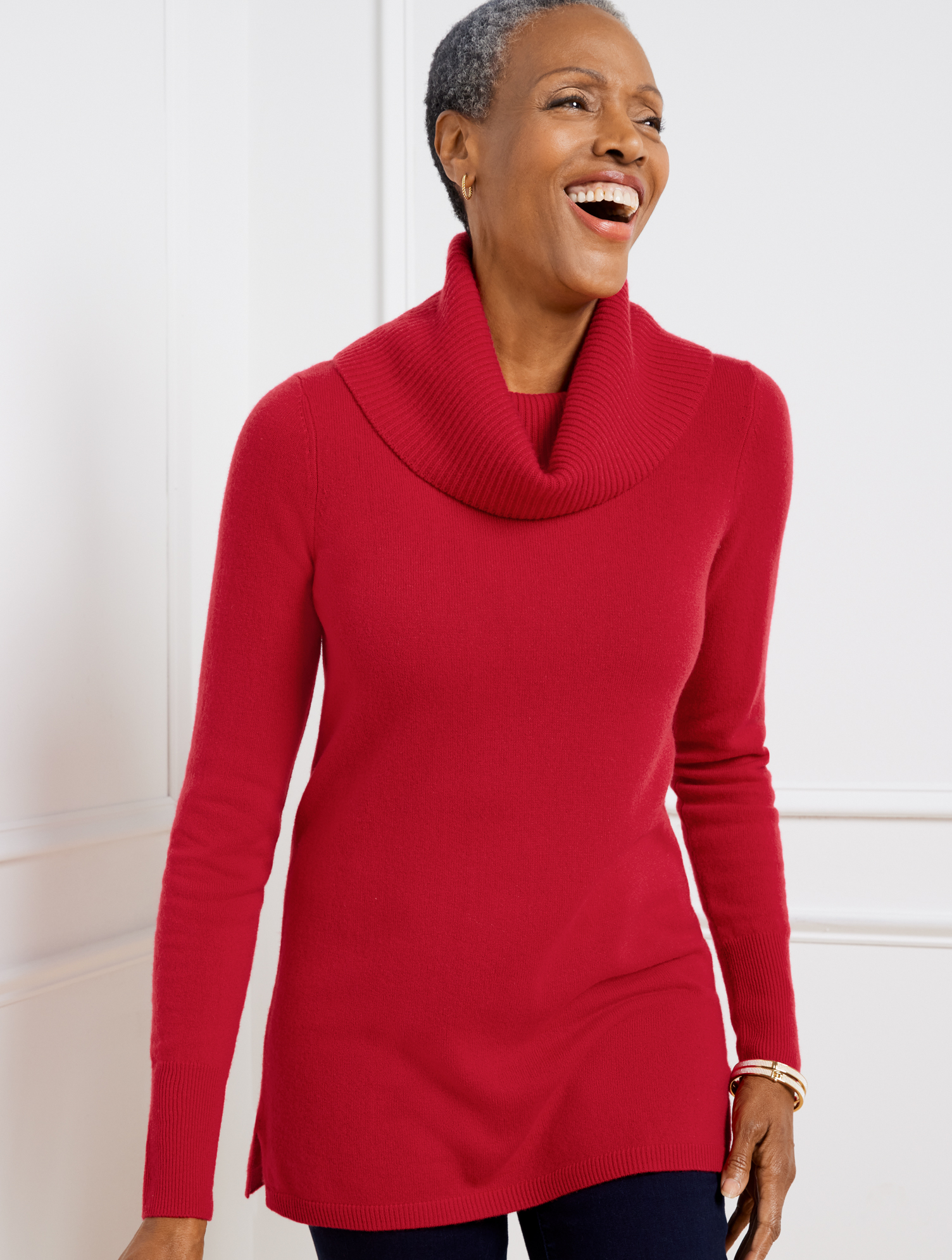Talbots Plus Size - Cowlneck Cashmere Pullover Sweater - Red - 1x