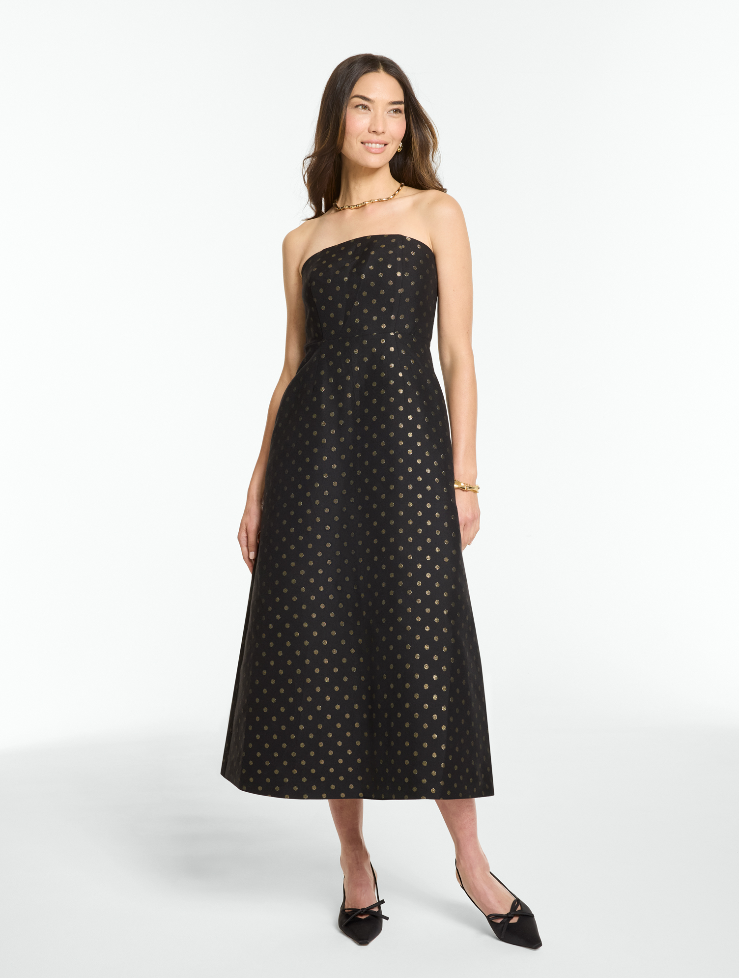 RSVP Jacquard Dot Strapless Dress