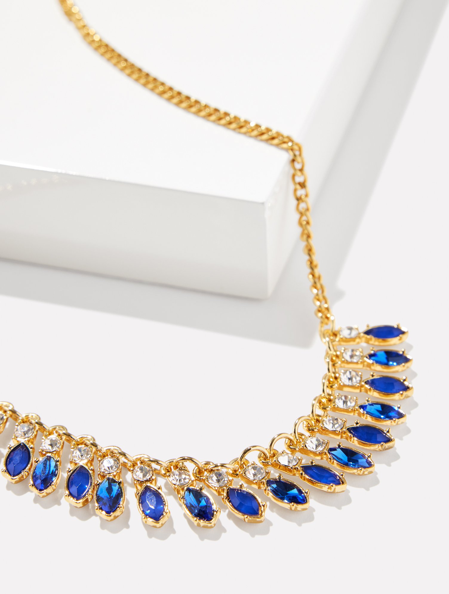 Talbots Oval Crystal Trim Necklace - Blue Majesty/gold - 001