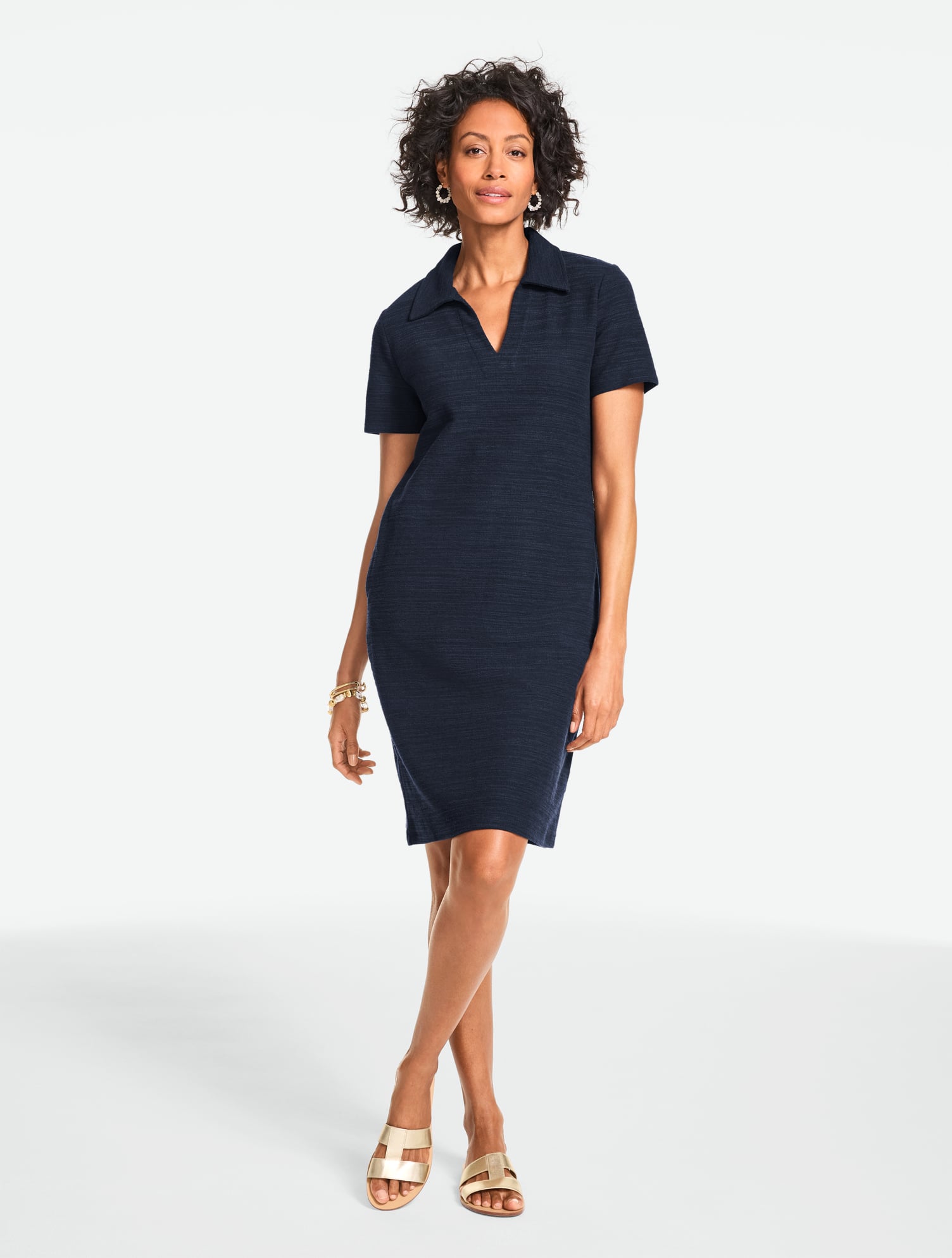 Crinkle Gauze Short Sleeve Lace-Up Dress | Talbots
