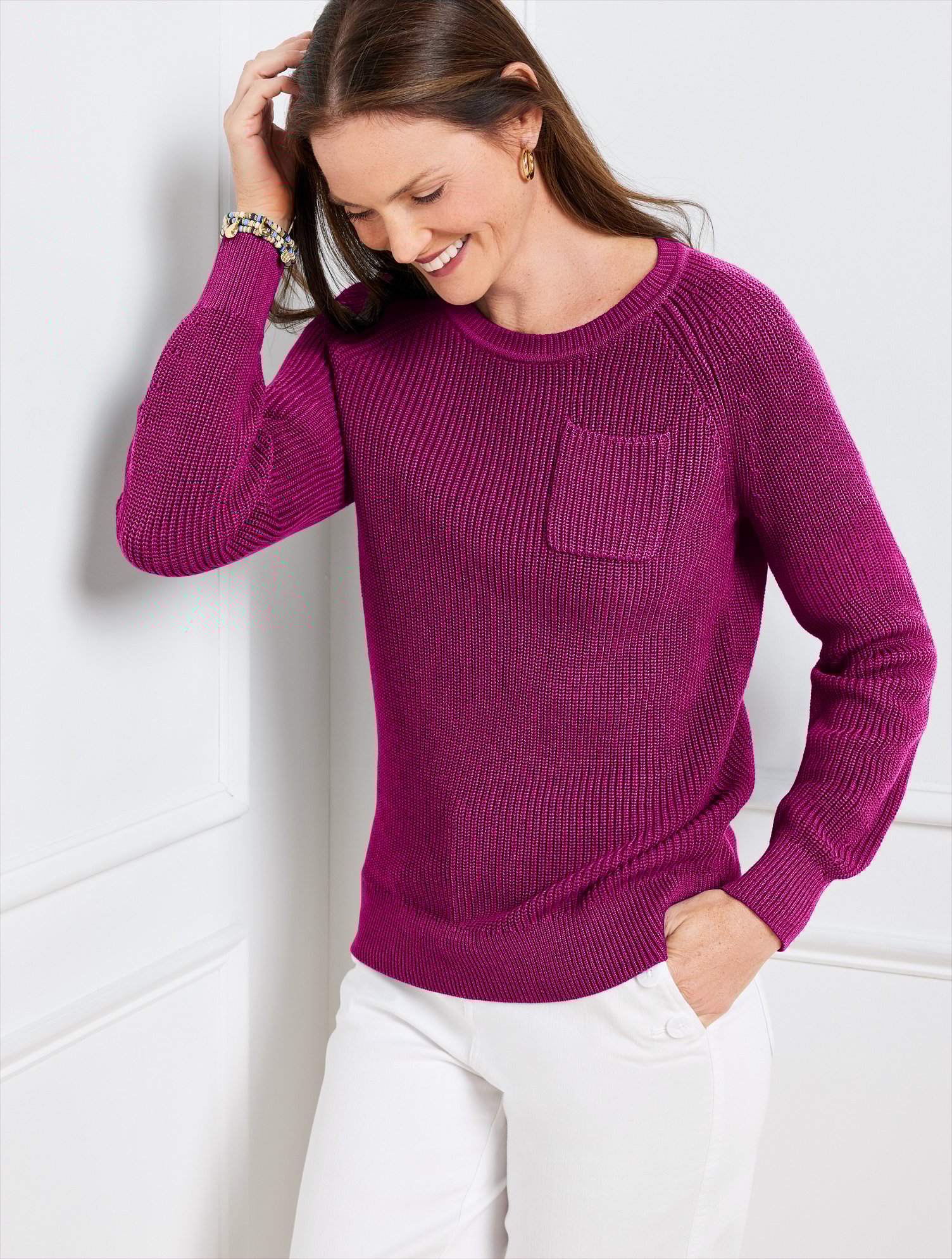 Open Stitch Sailor Collar Sweater - Stripe | Talbots