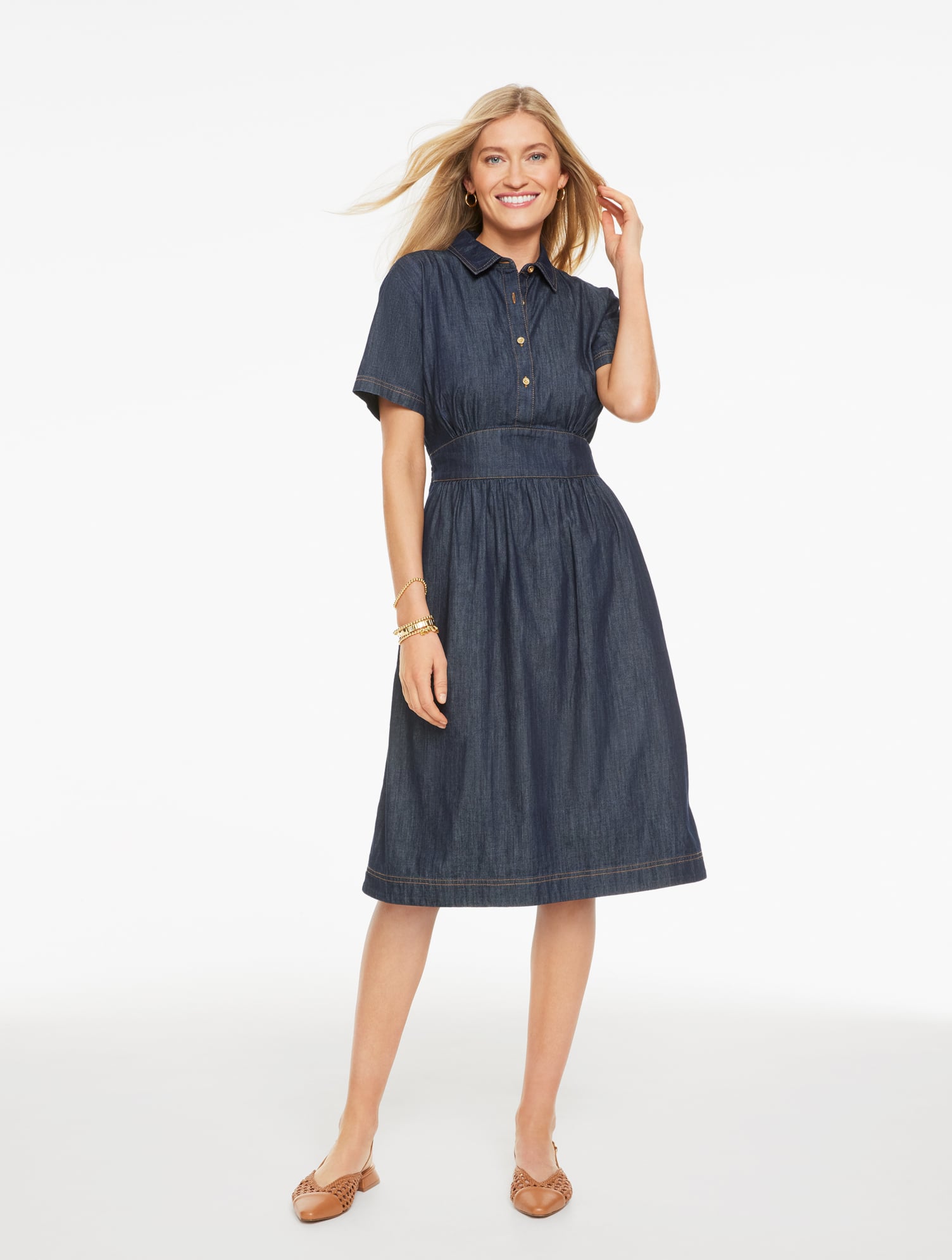 Denim Fit & Flare Midi Shirtdress | Talbots