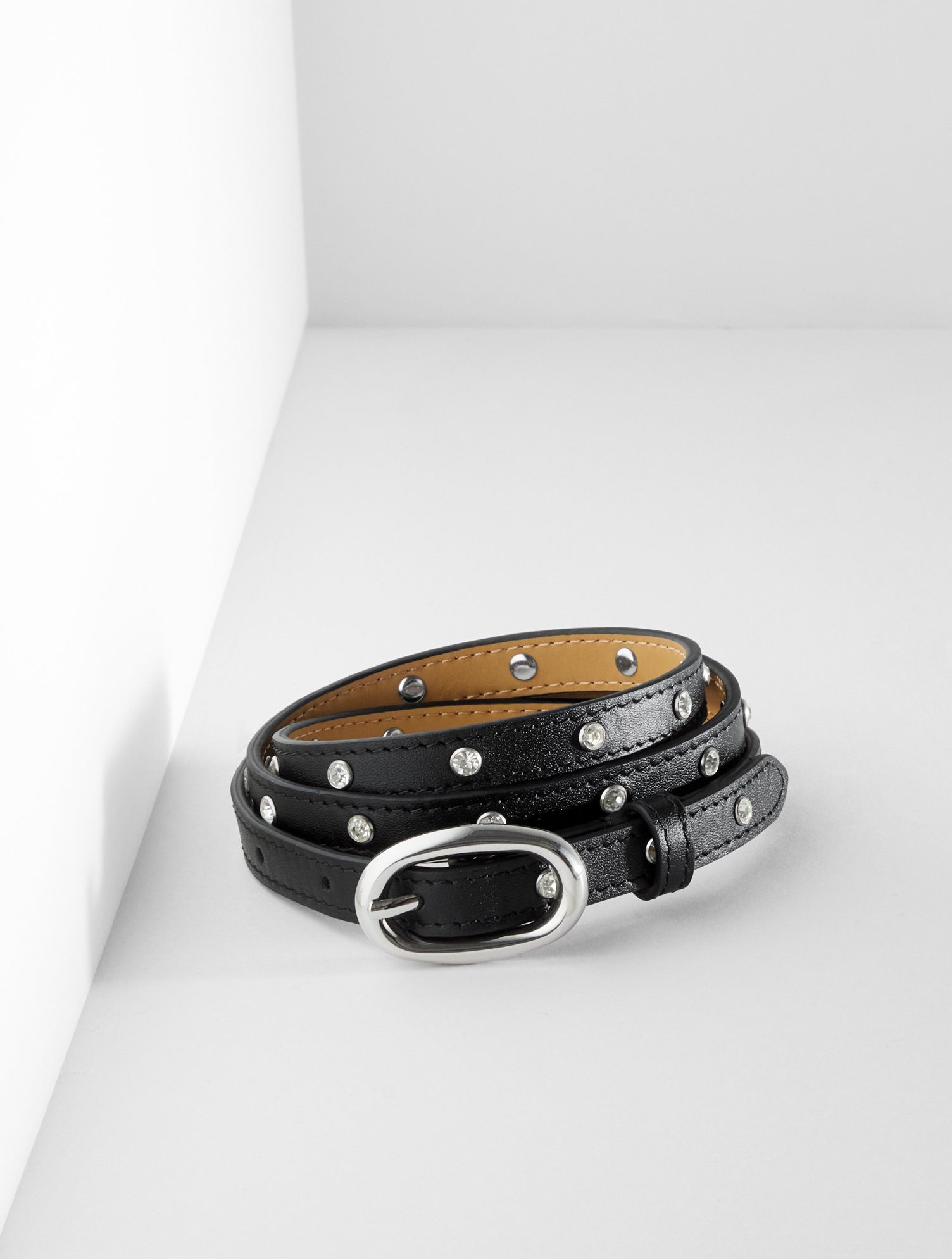 Talbots Crystal Embellished Belt - Black - Medium