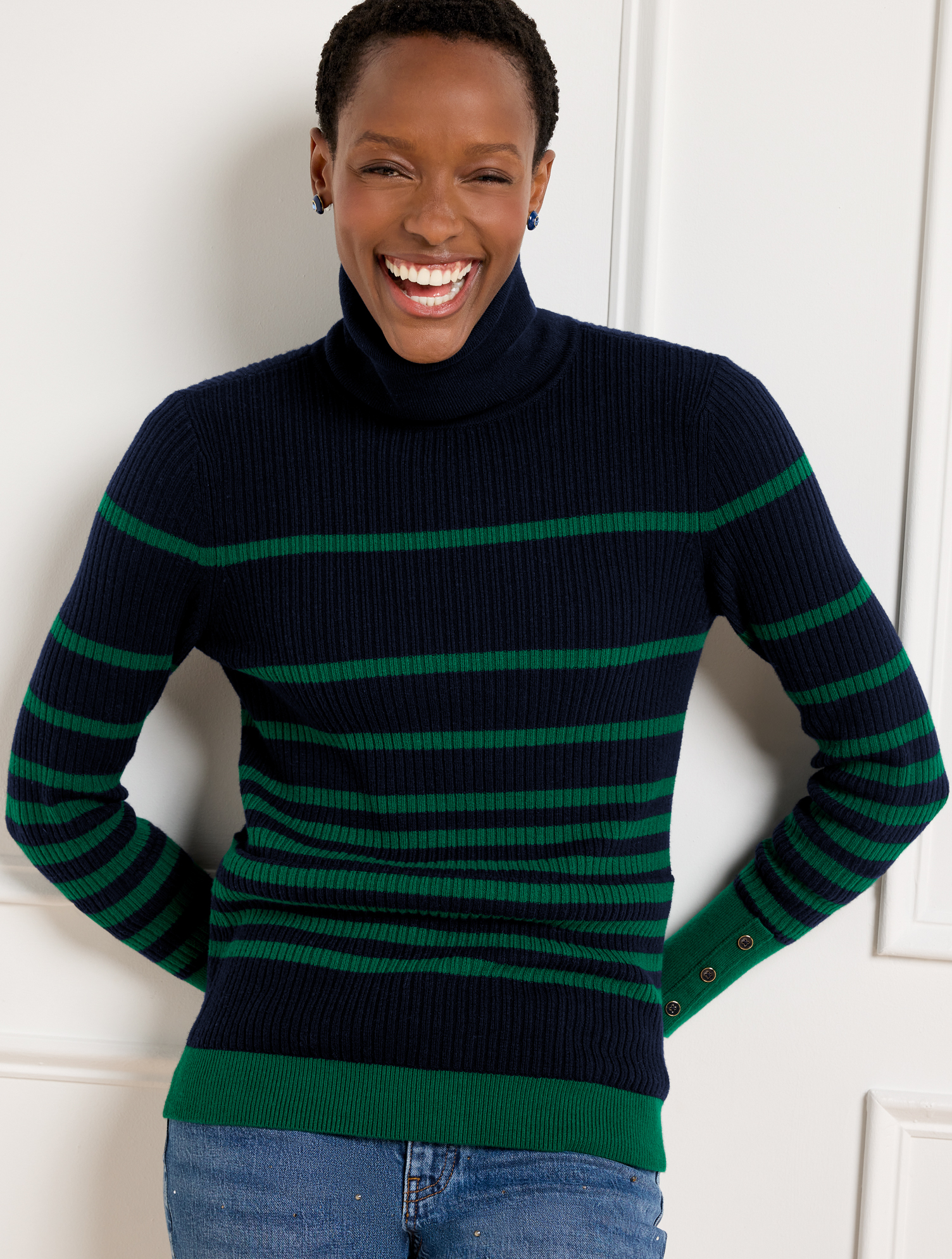 Ribbed Turtleneck Sweater - Stripe | Talbots