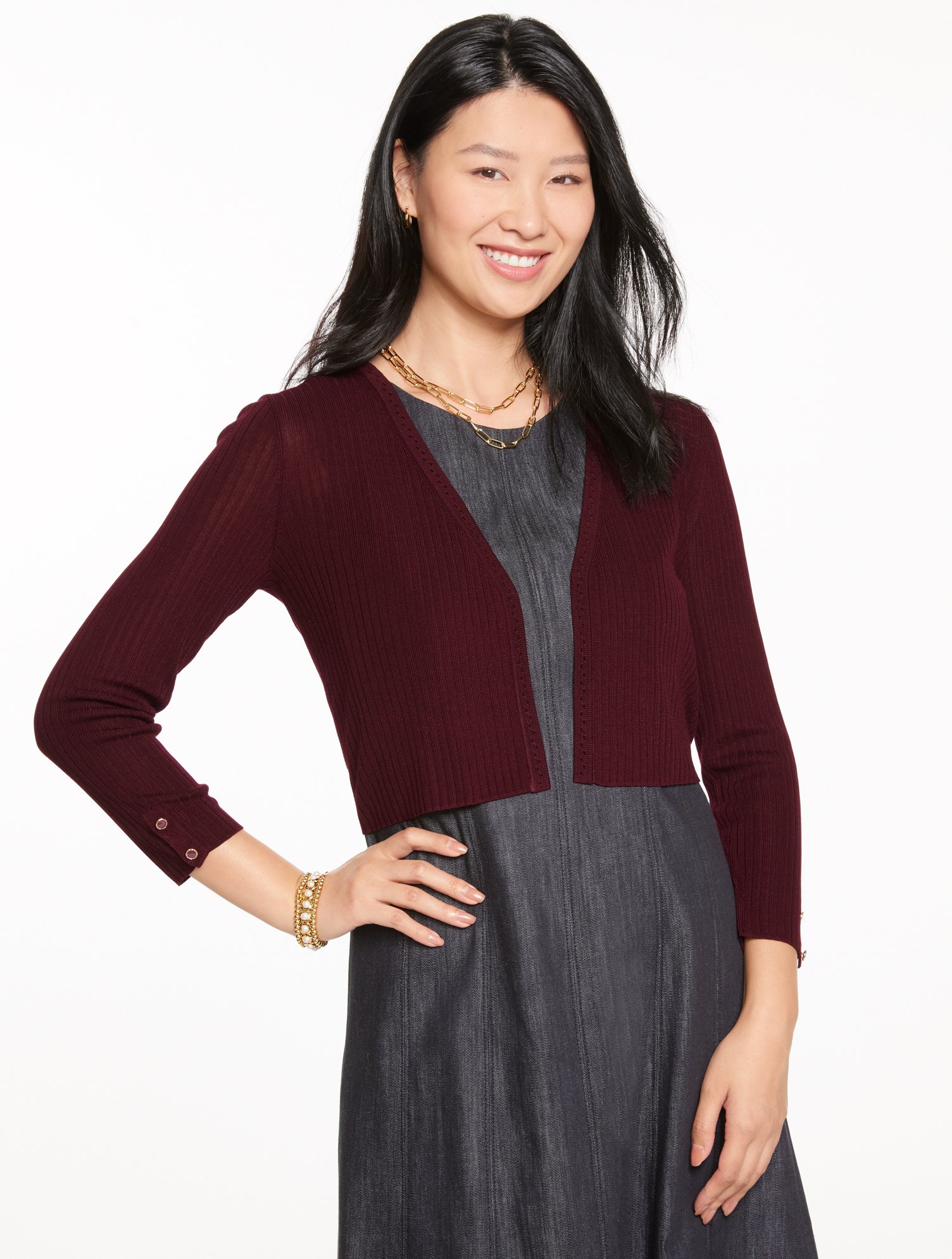 Talbots Ribbed Shrug - Rich Burgundy - Xl  In Burgundy