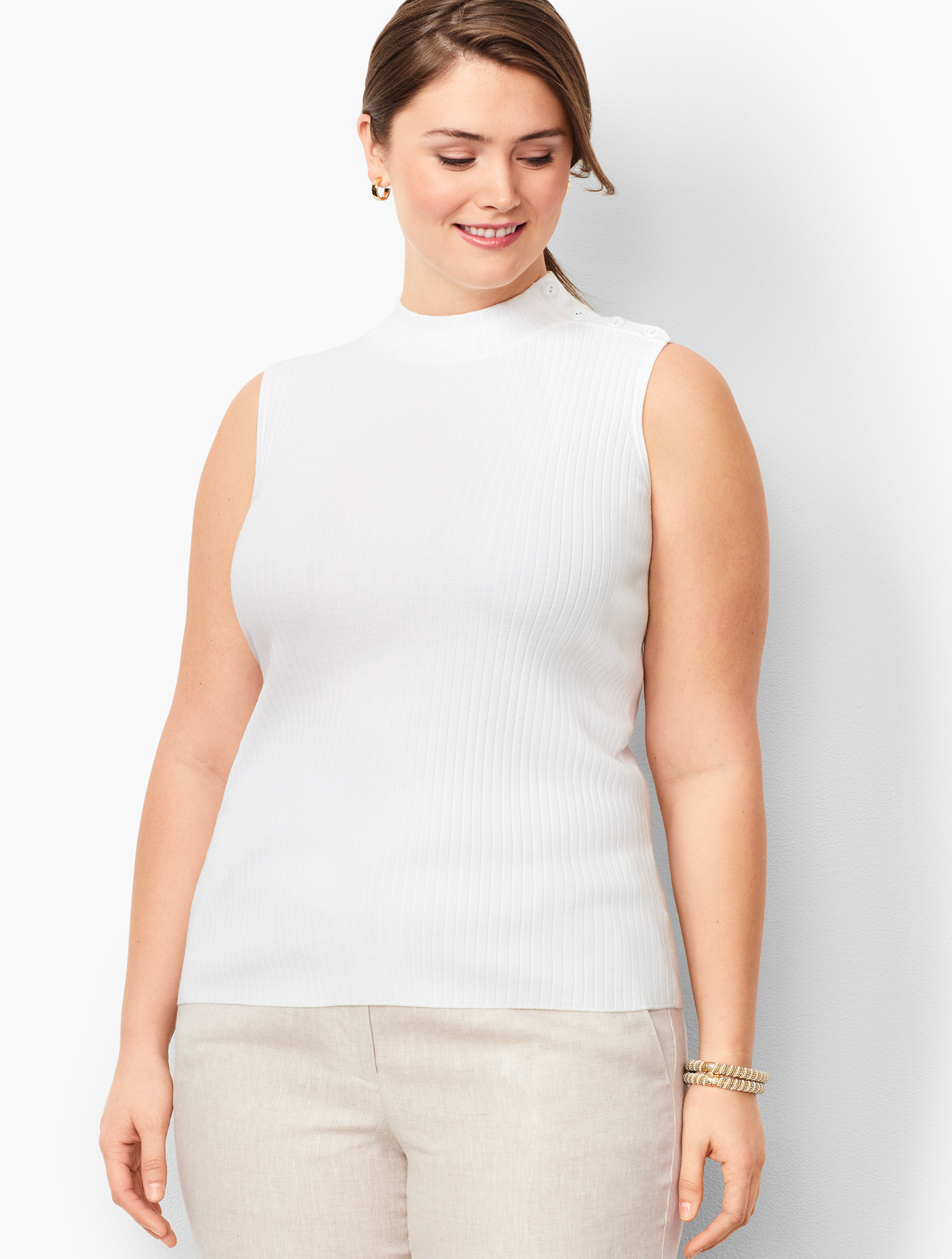 Talbots Plus Womens Blue Sleeveless Knit Tank Top 3X Rayon Blend