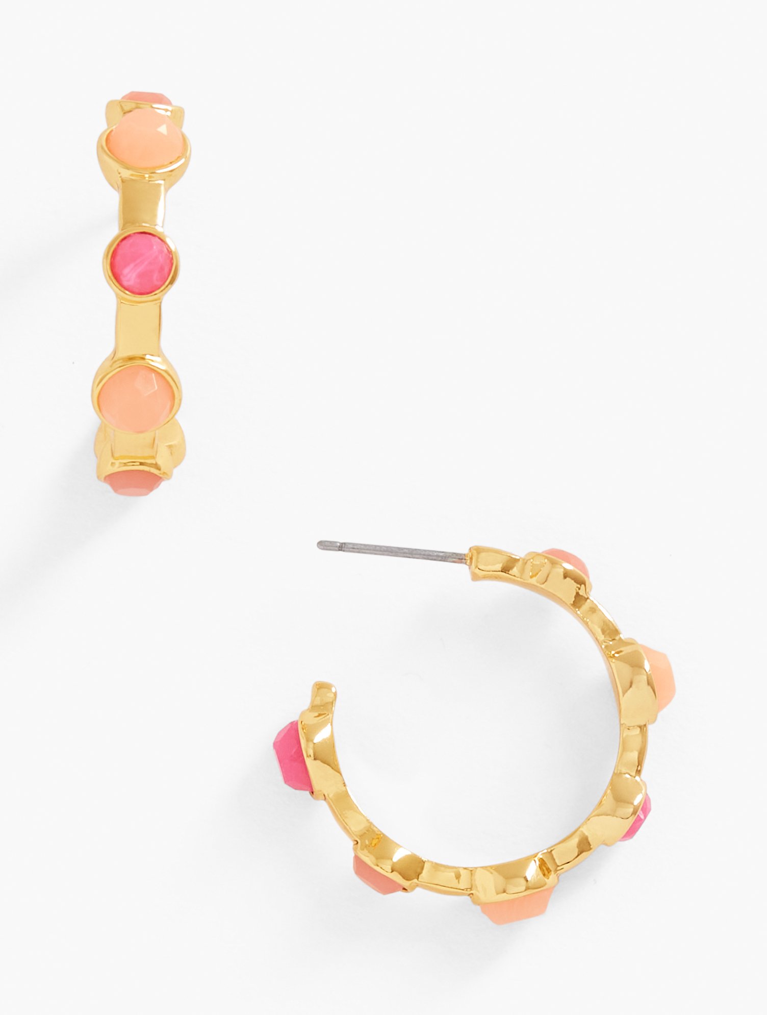 Talbots Spring Color Hoop Earrings - Aurora Pink/gold - 001  In Aurora Pink,gold