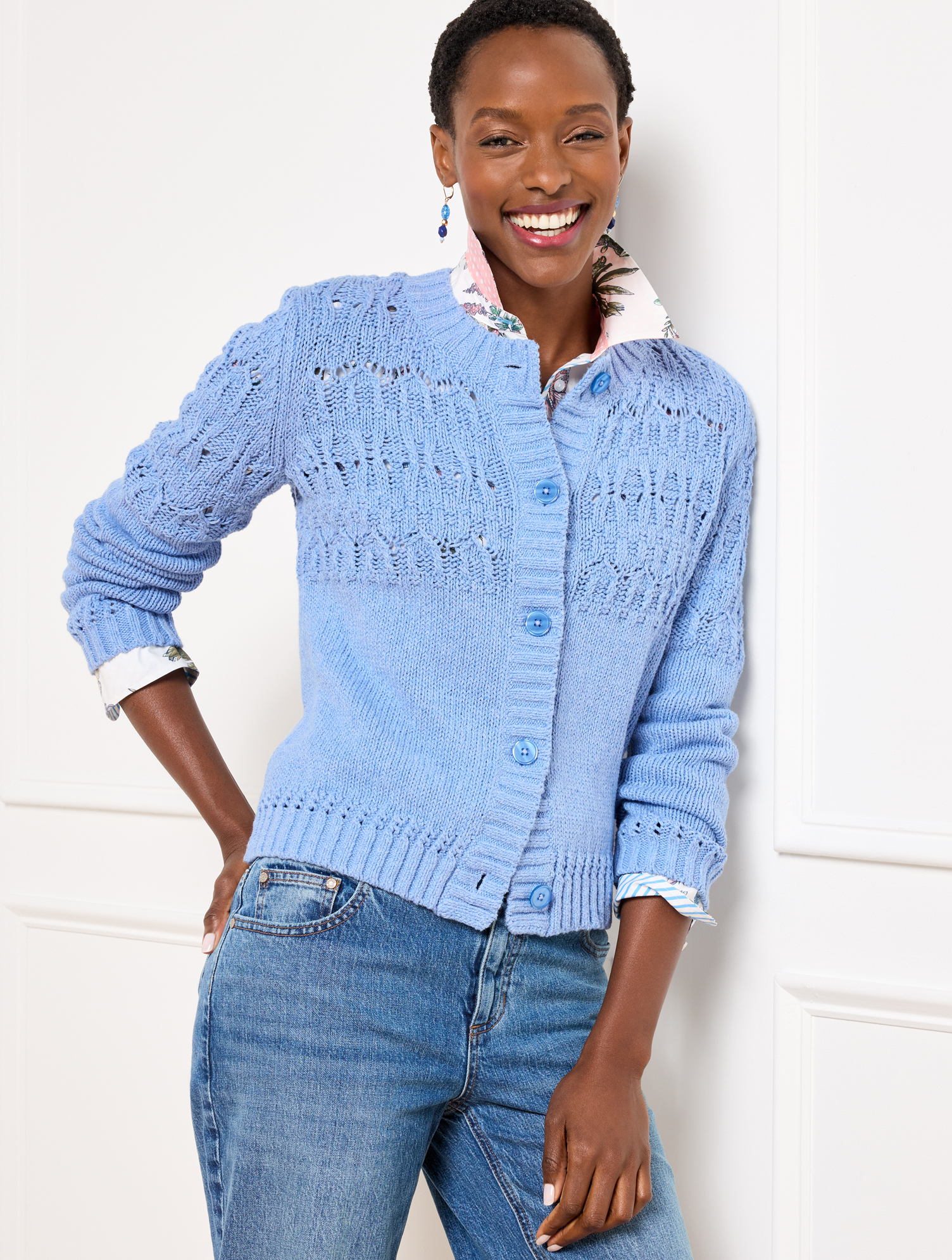 ロンドンガール❗️talbots ニットセーター水色ブルー超美品USA古着 V-Neck Girlfriend Cardigan - Marl | Talbots