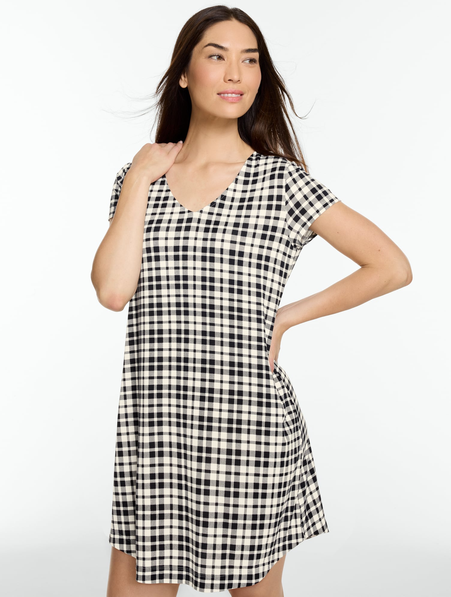 Talbots x Soma Short Sleeve Pajama Dress - Lovely Plaid