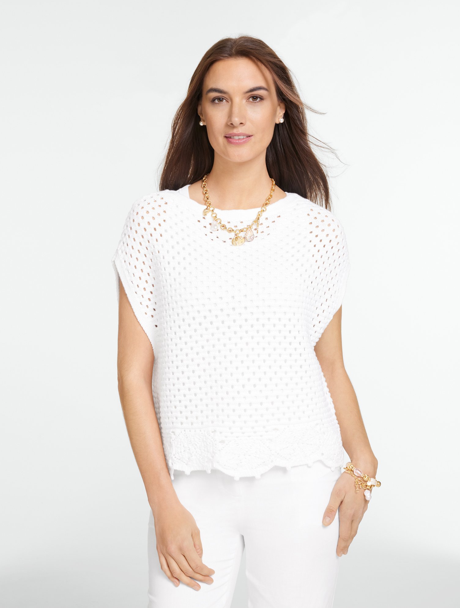 Plus Exclusive Open Knit Poncho