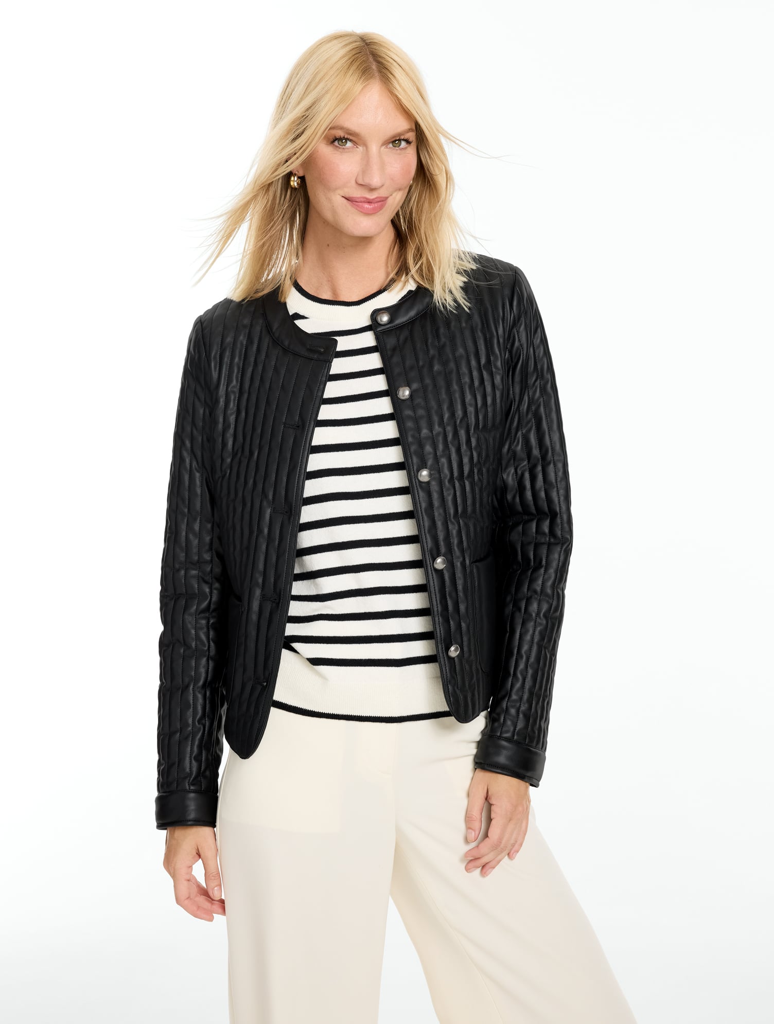 Quilted Faux Leather Jacket