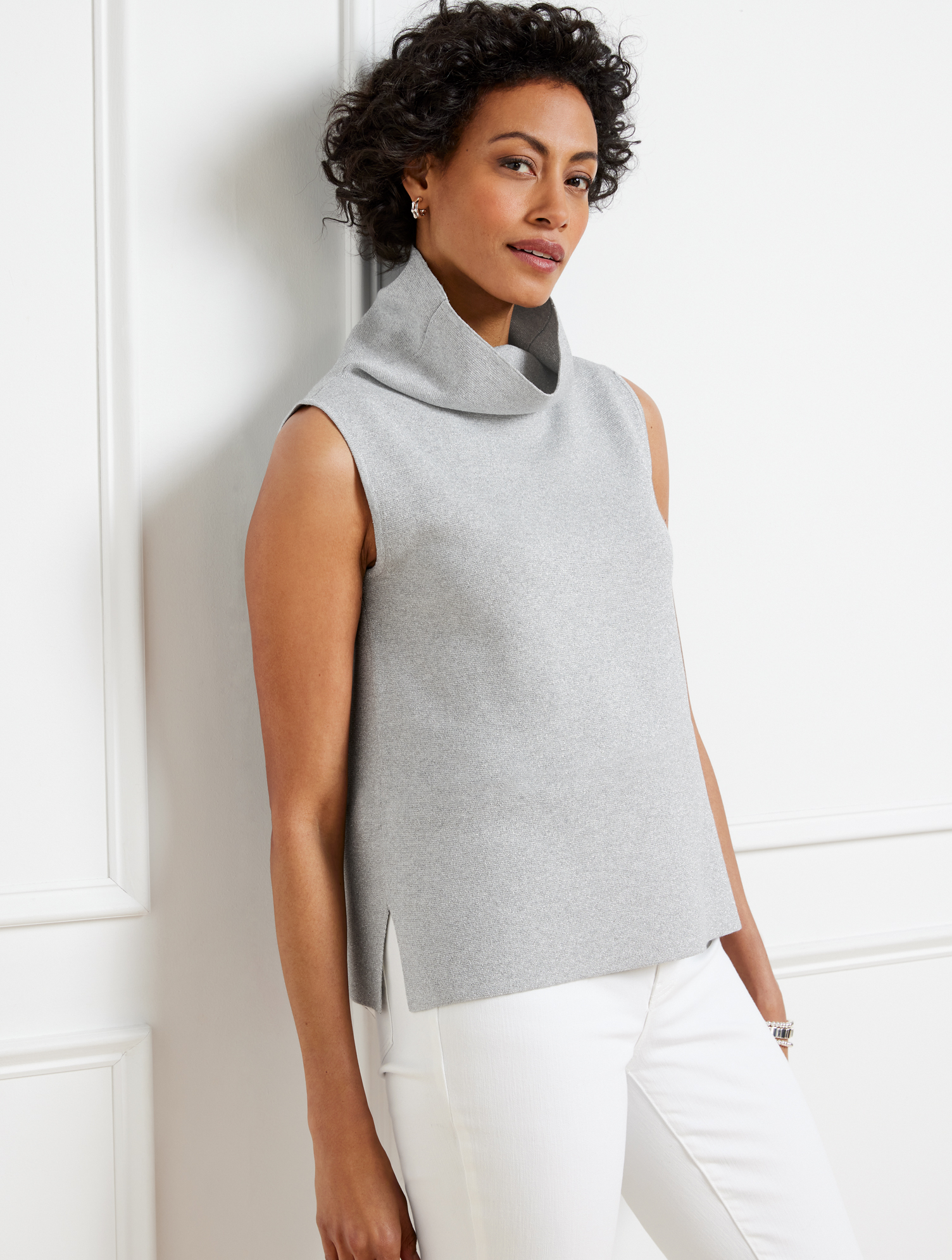 Cowl-Neck Sweater Shell - Metallic | Talbots