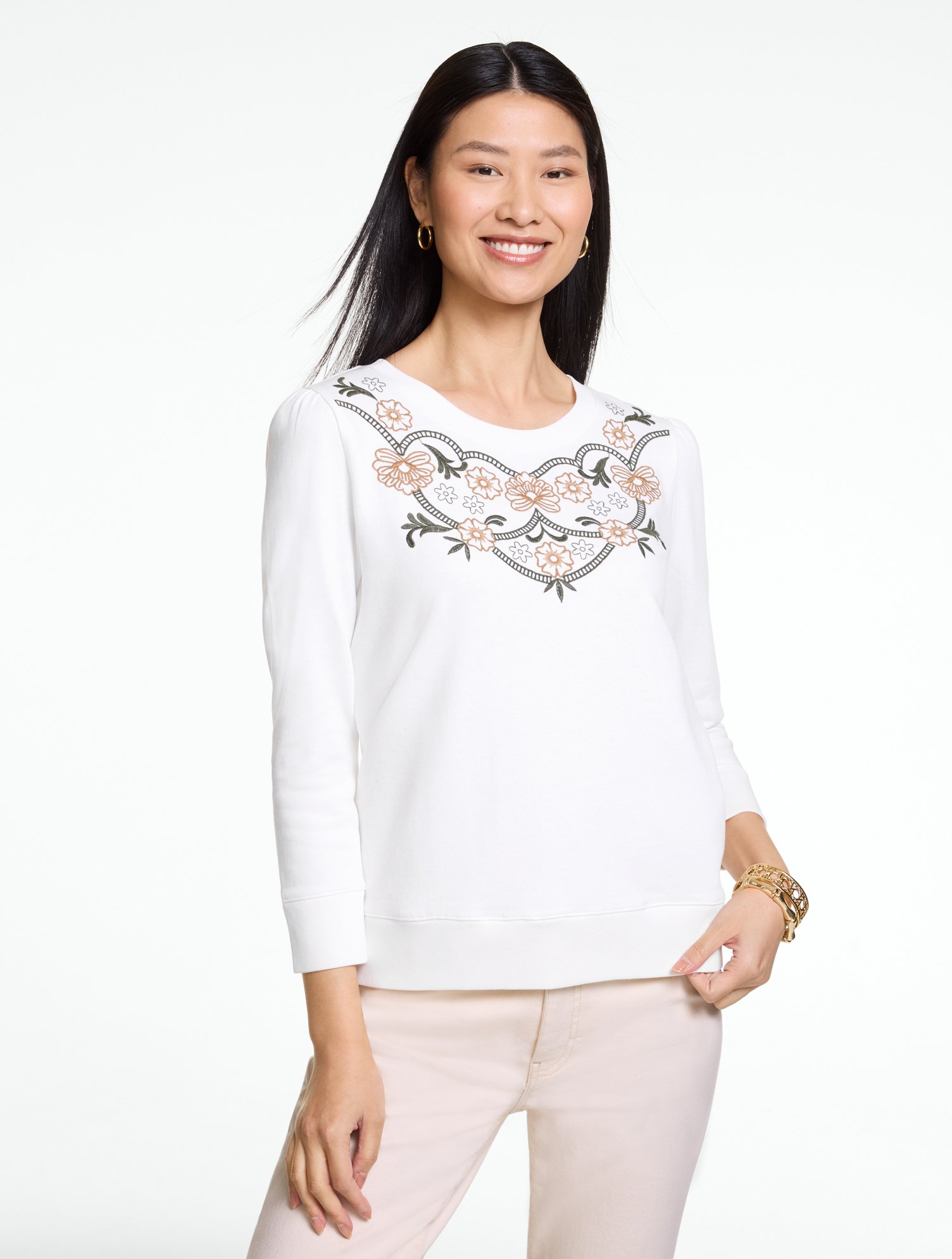 Three-Quarter Sleeve Crewneck sweatshirt