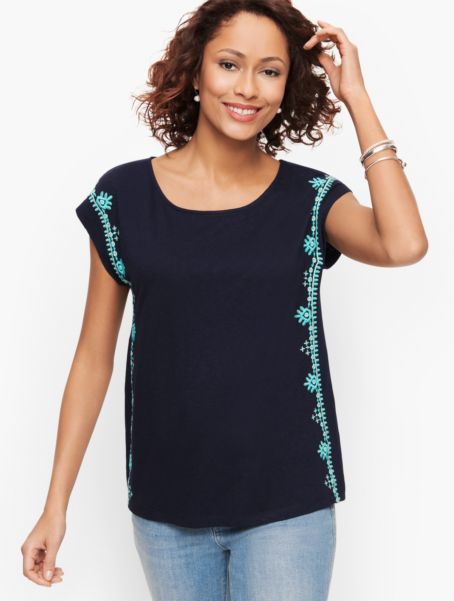 Side Embroidered Tee | Talbots