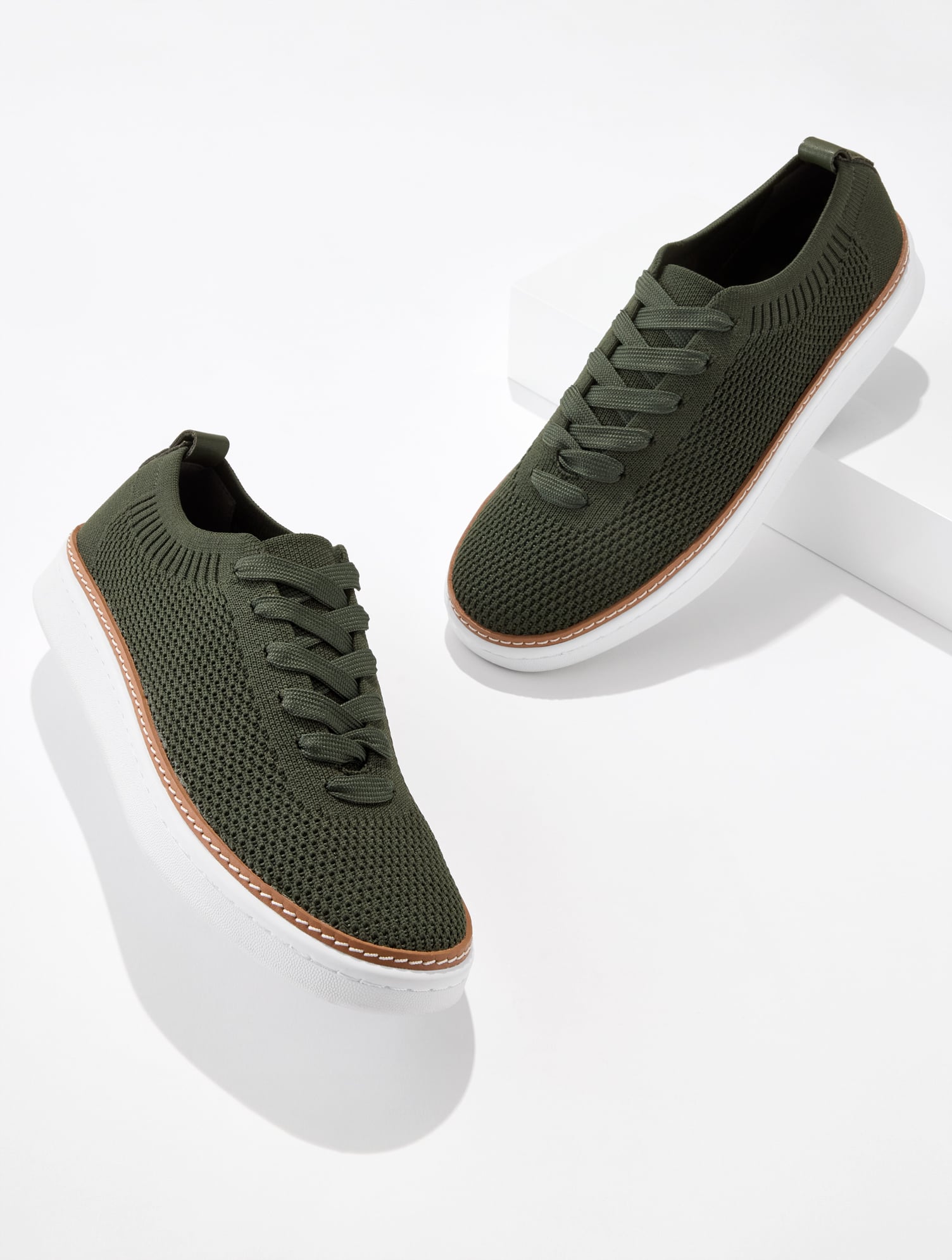 Brittany Knit Lace-Up Sneakers - Nori
