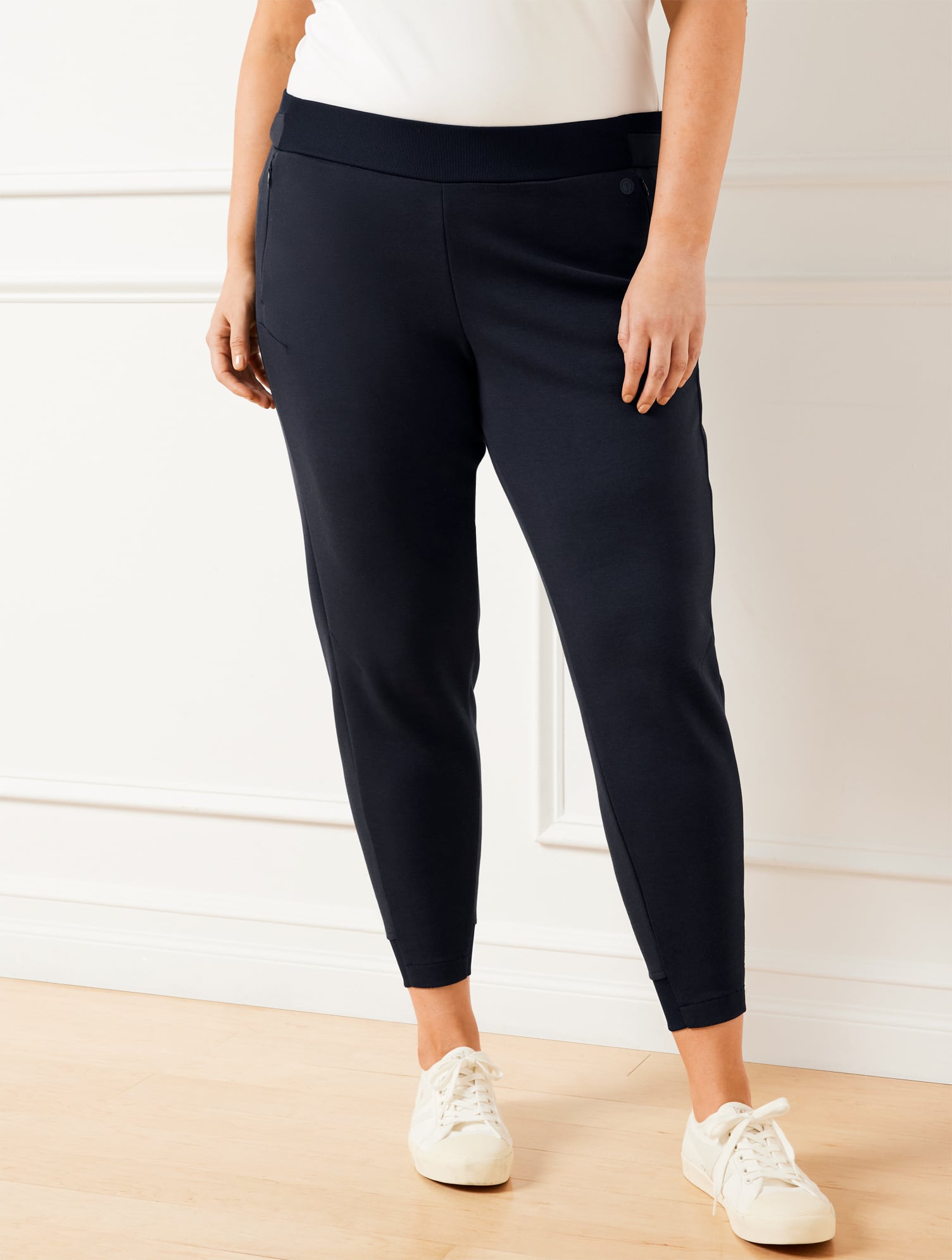 Plus Size - AirKnit Stretch Ribbed Jogger Pants - Indigo - 1X Talbots