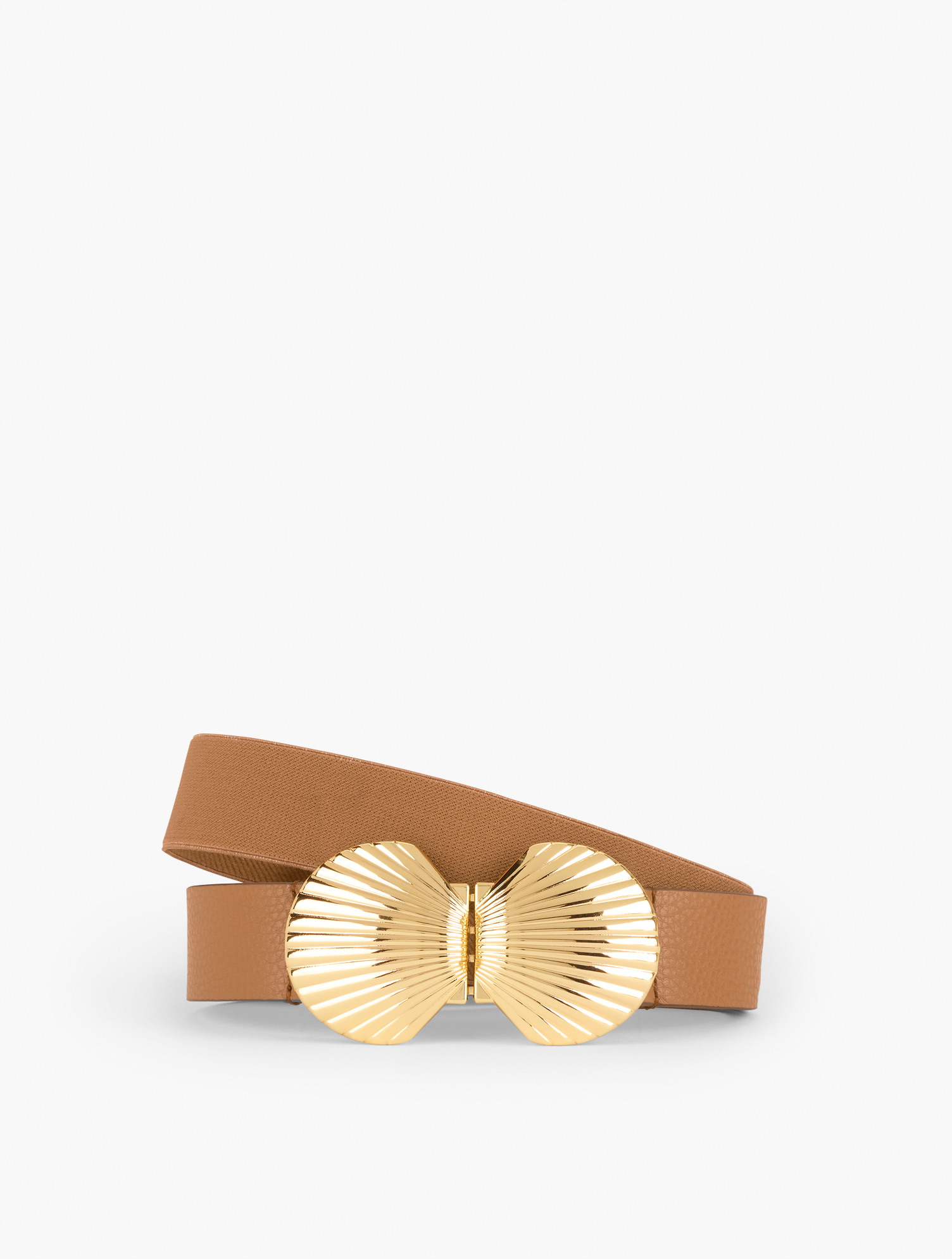 Shell Buckle Leather Trim Belt | Talbots display picture 2