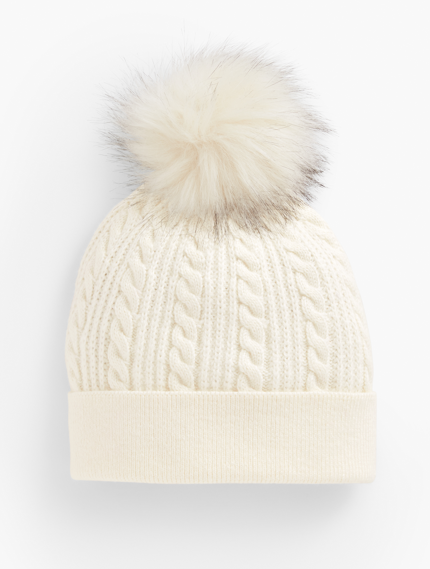 NWT Talbots Winter White Cashmere Cable Beanie Cap Cable Knit Beanie | Talbots main image 3