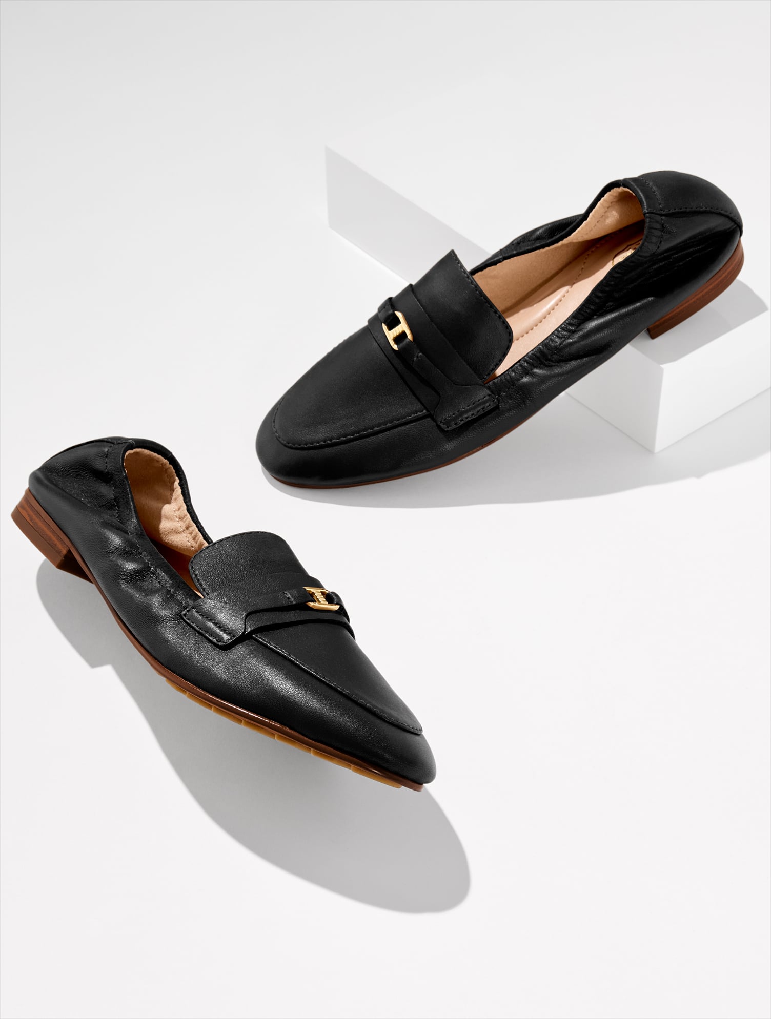 Talbots Gianna Black Leather Loafers with Gold Accent Laura Tasseled Leather Loafers | Talbots main image 2