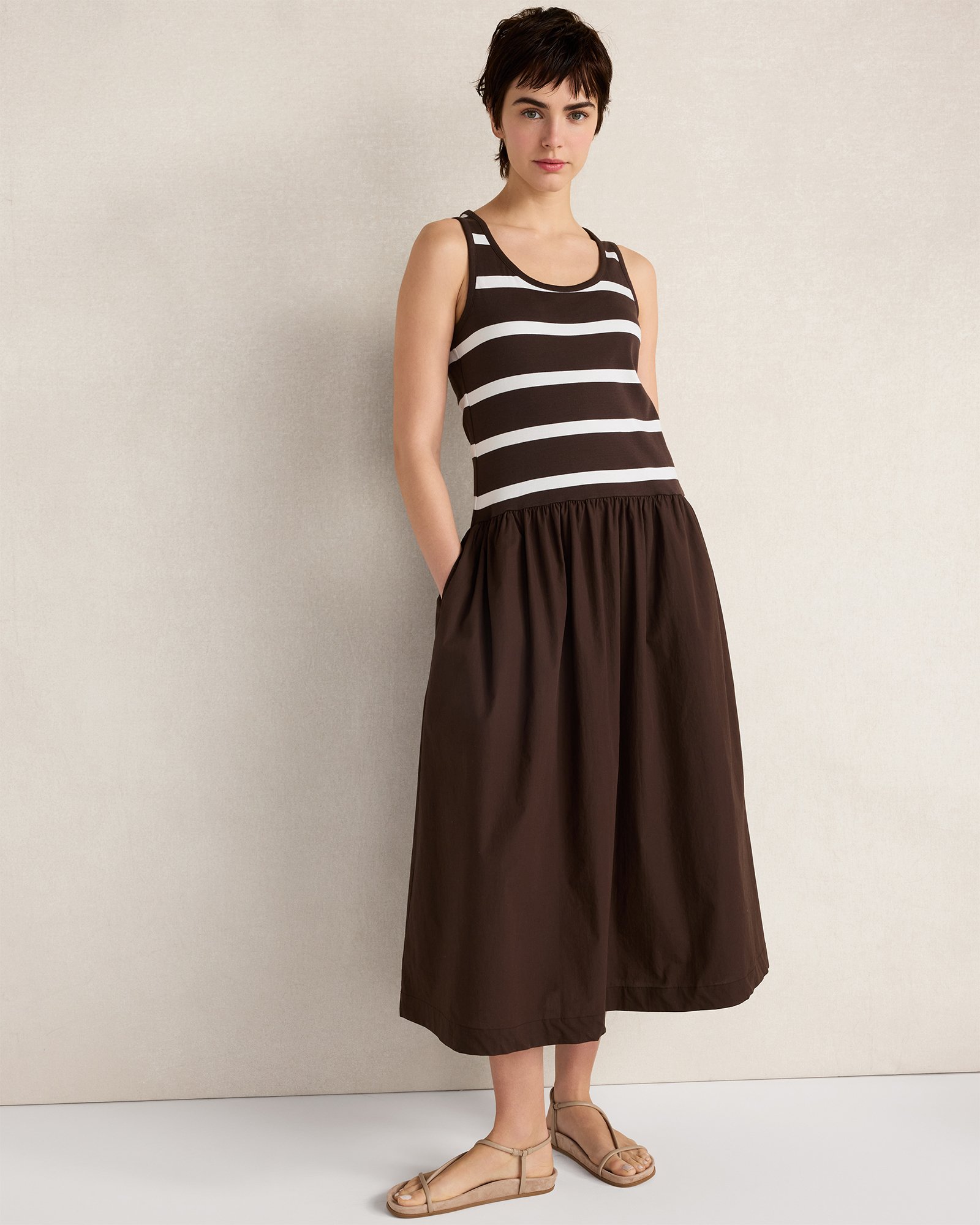 Organic Cotton Stripe Midi Dress