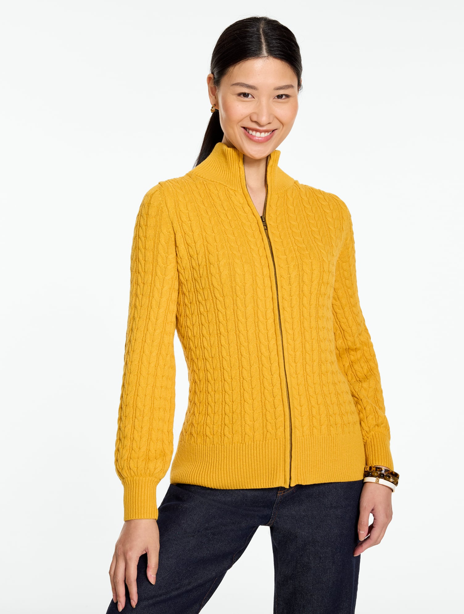 Cable Knit Full-Zip Cardigan