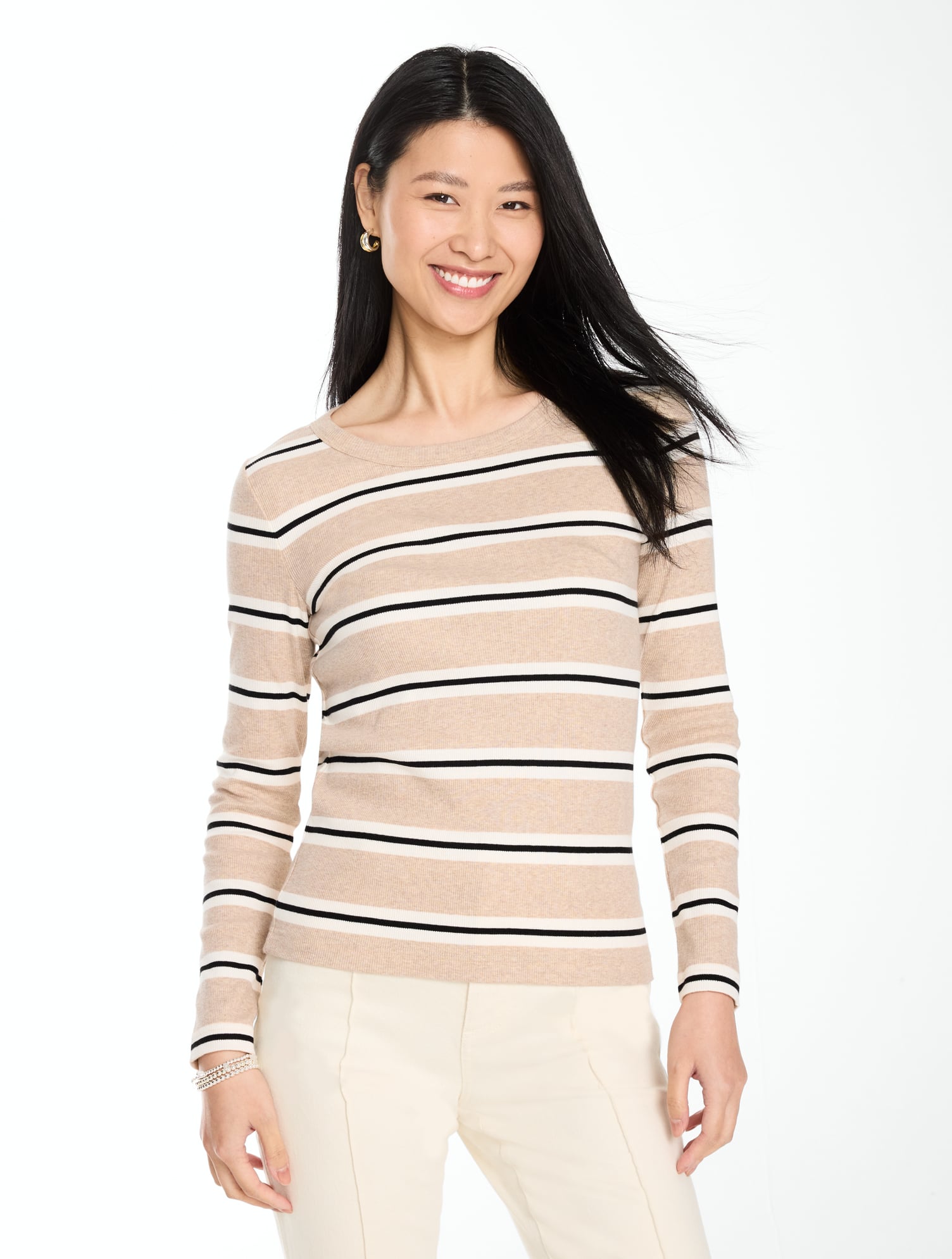 Ribbed Long Sleeve Crewneck Tee