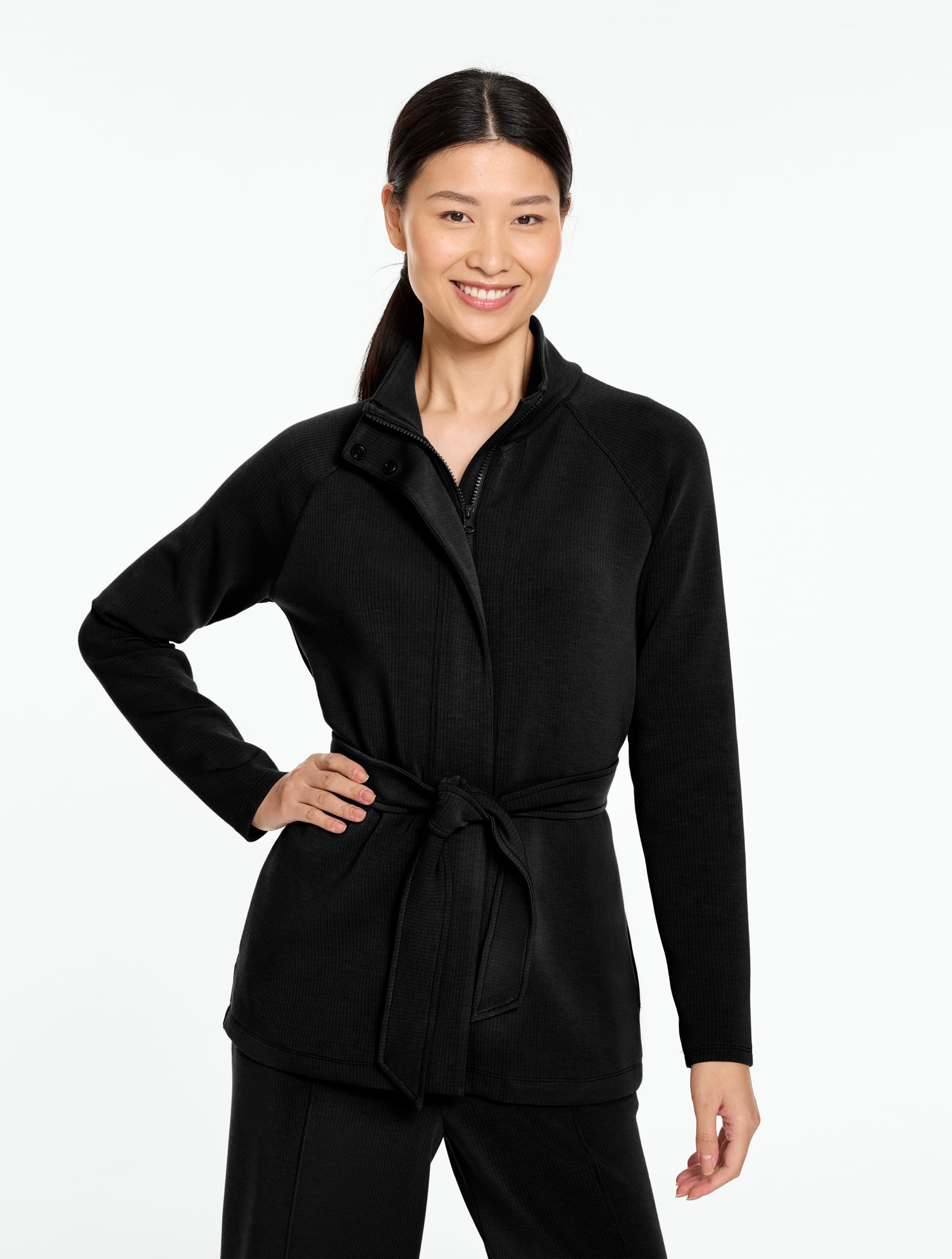 AirKnit Stretch Belted Mockneck Jacket - thumbnail 5