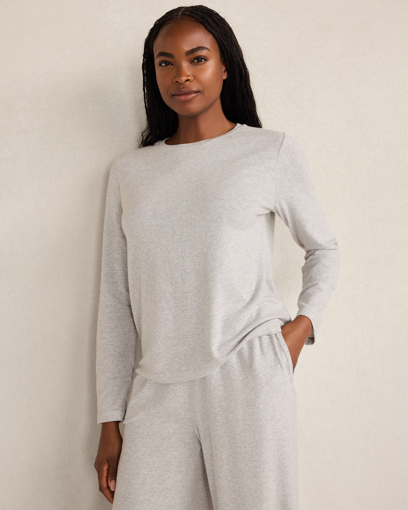 Cotton Modal Brushed Jersey Crewneck