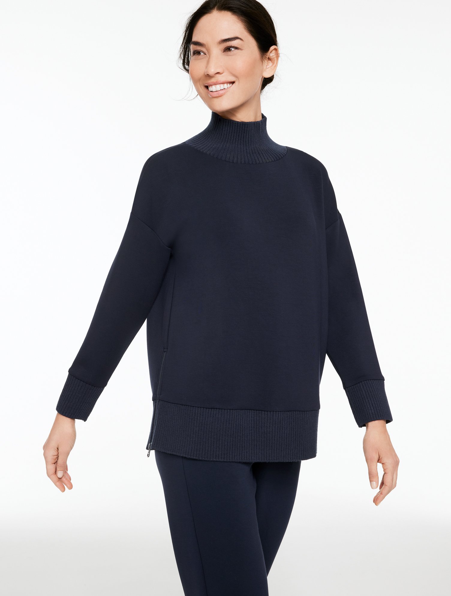 TALK TO ME プルオーバー ボートネック AirKnit Stretch Turtleneck Tunic Pullover | Talbots