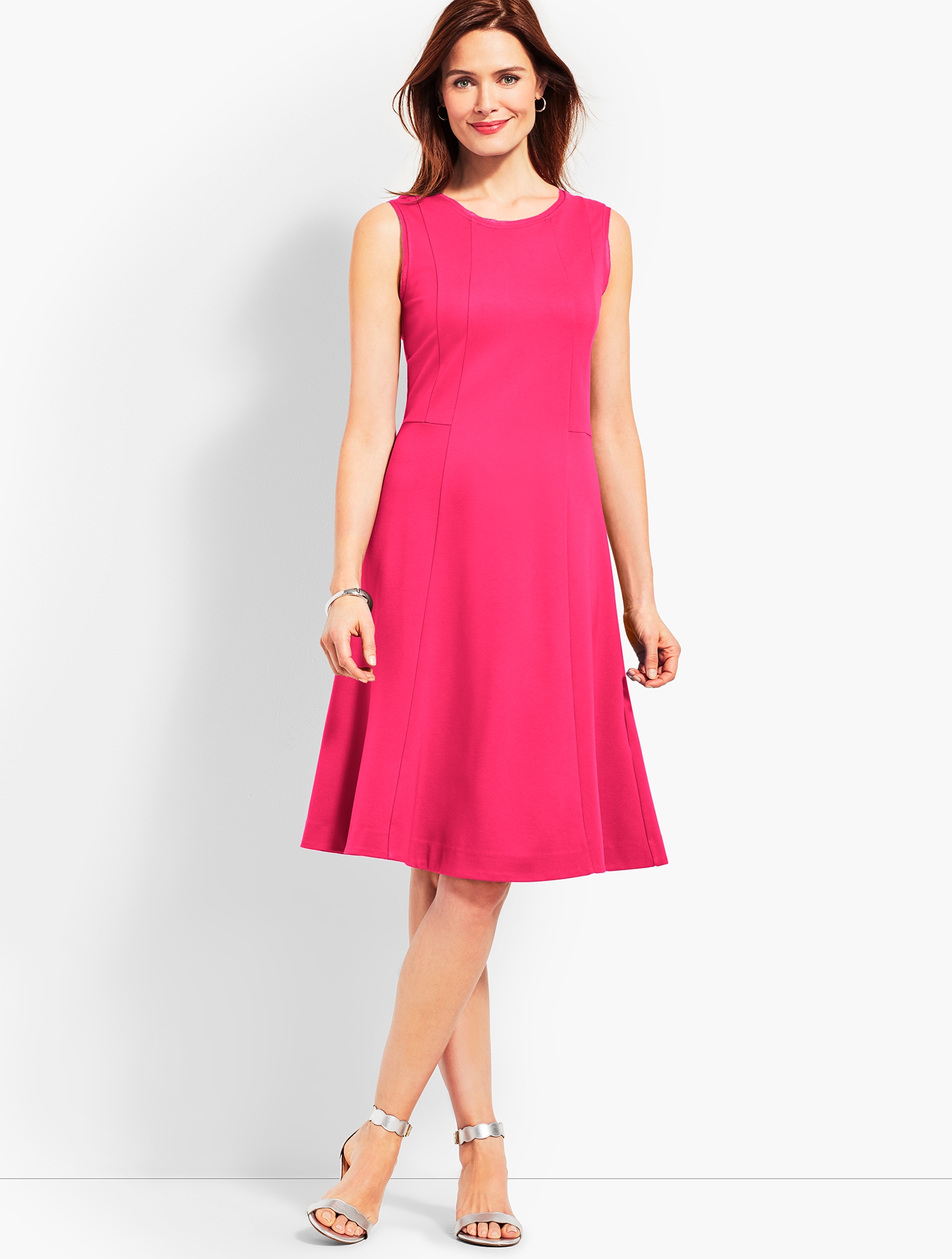 green emerald velvet dress Fit and Flare Ponte Dress with Faux Fur