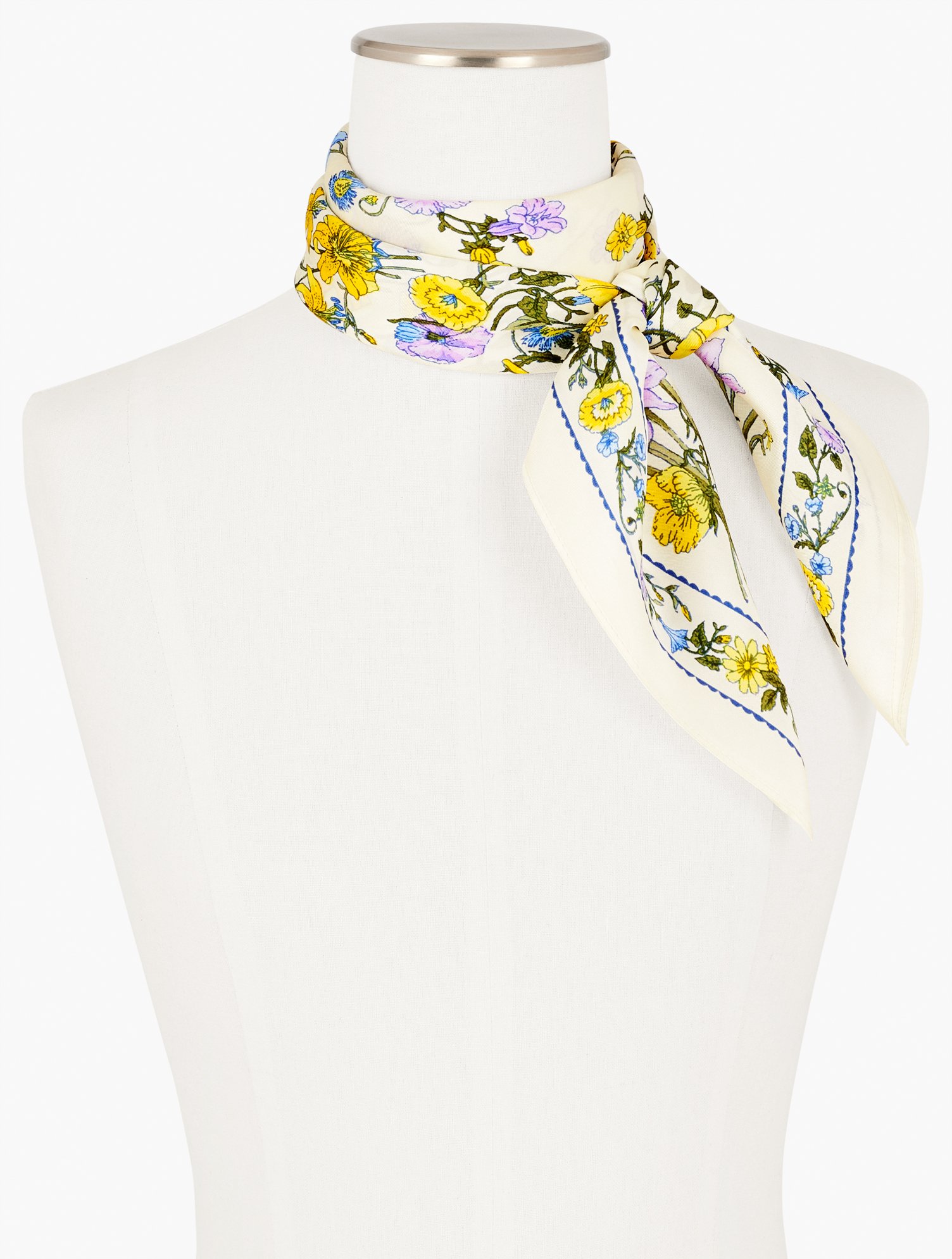 Talbots Whimsical Garden Square Scarf - Ivory - 001