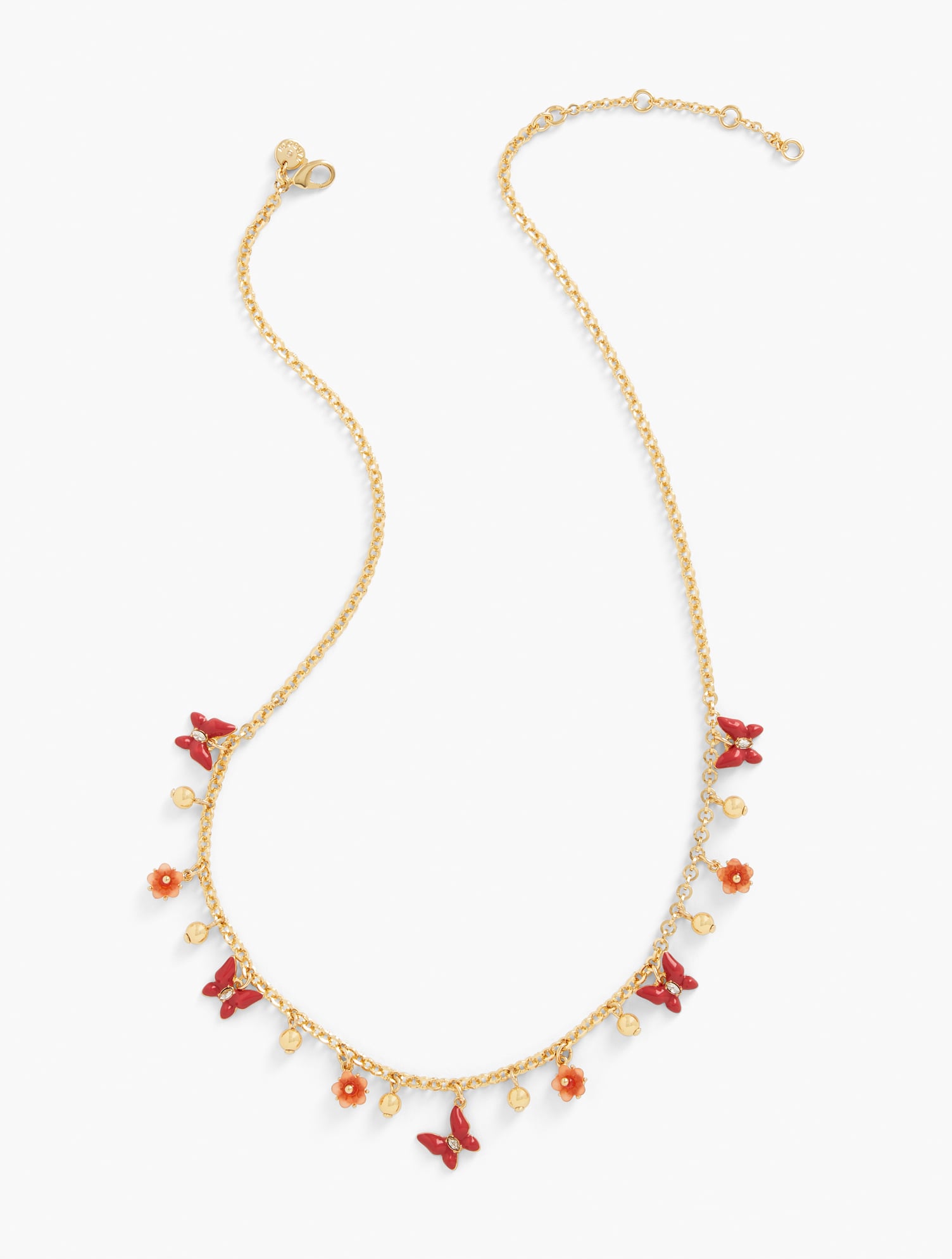 Talbots Blossom Charm Necklace - Red/gold Finish - 001 In Red,gold Finish