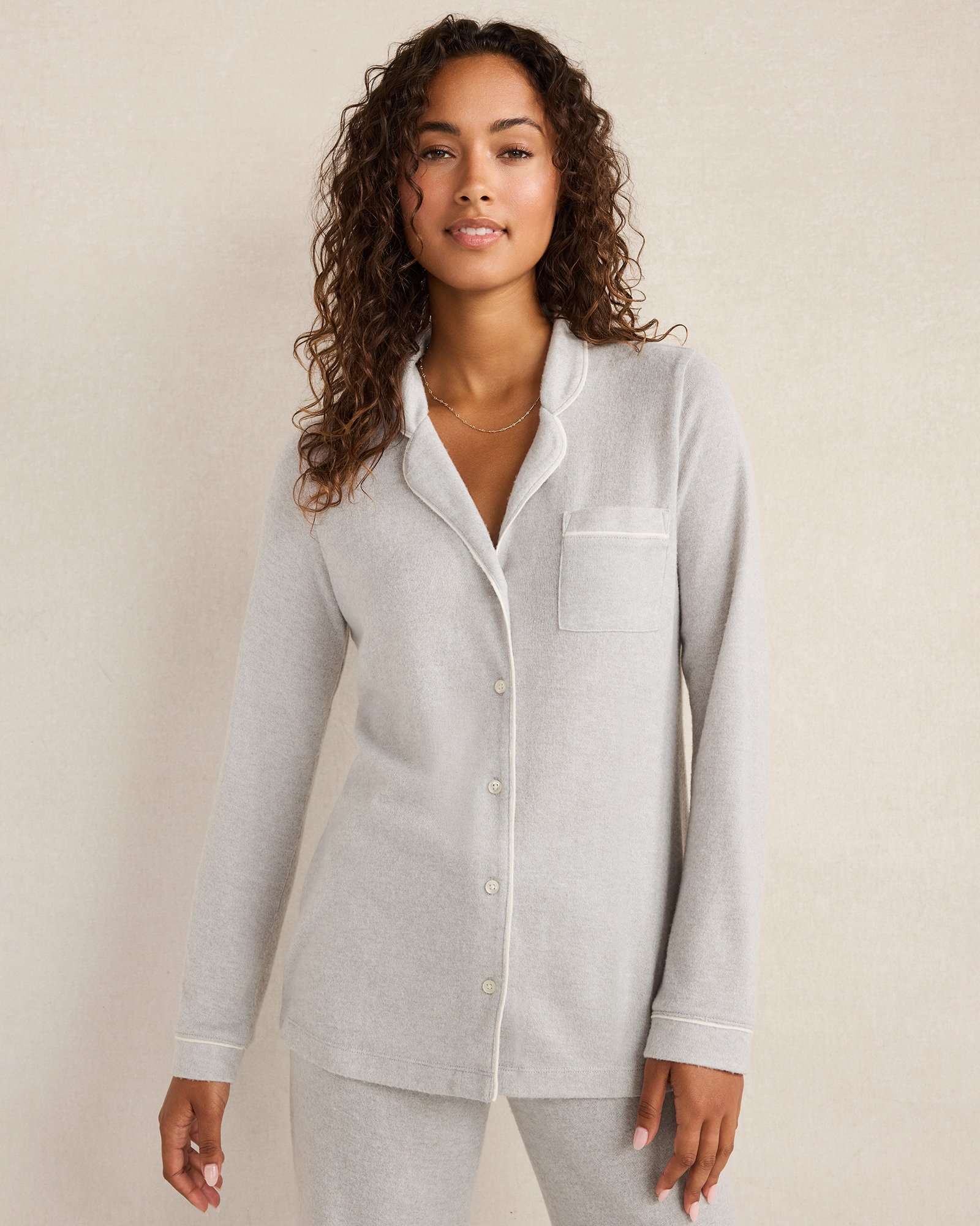 Marled Knit Pajama Top