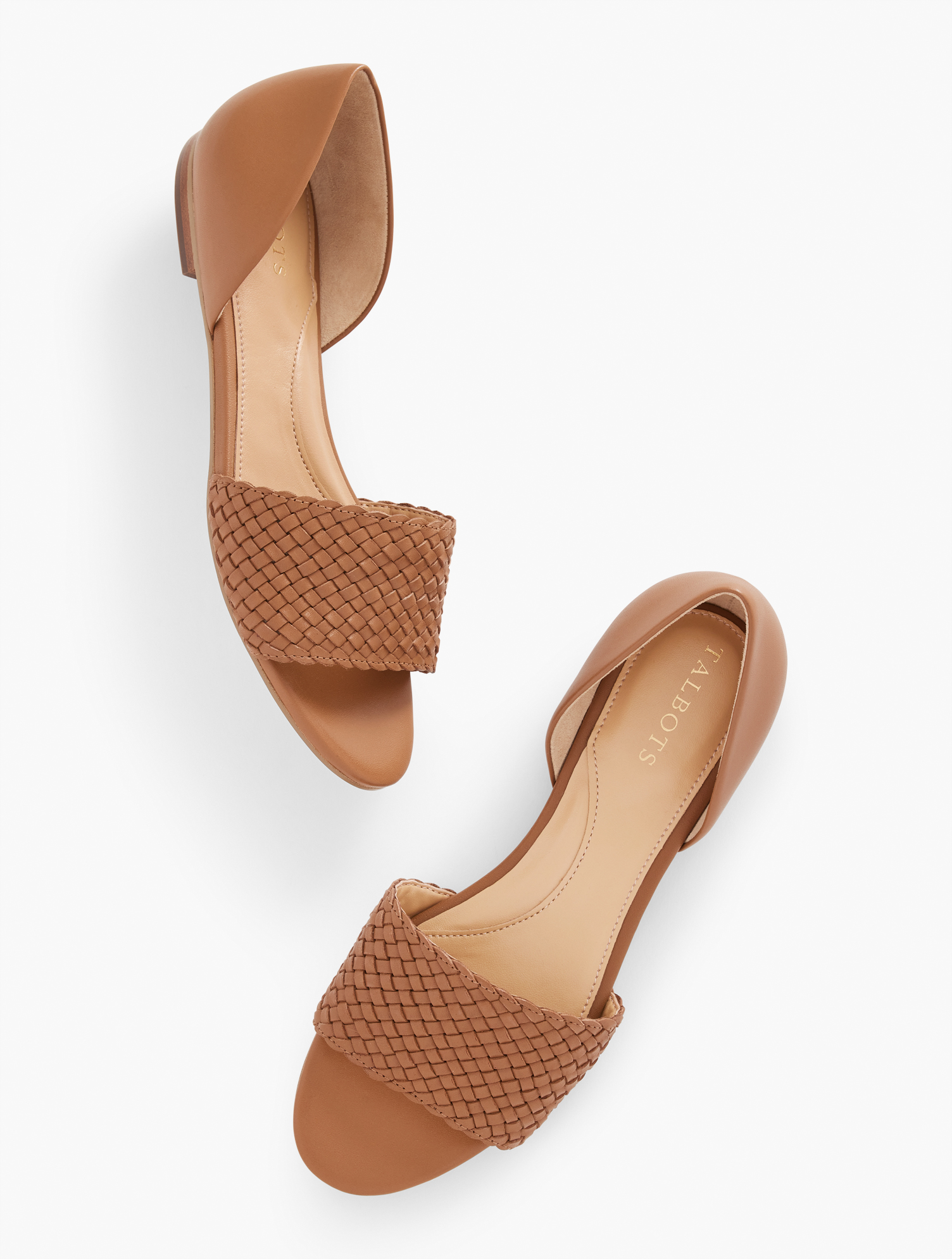 Talbots Leona Woven Leather Sandals - Havana Tan - 10m