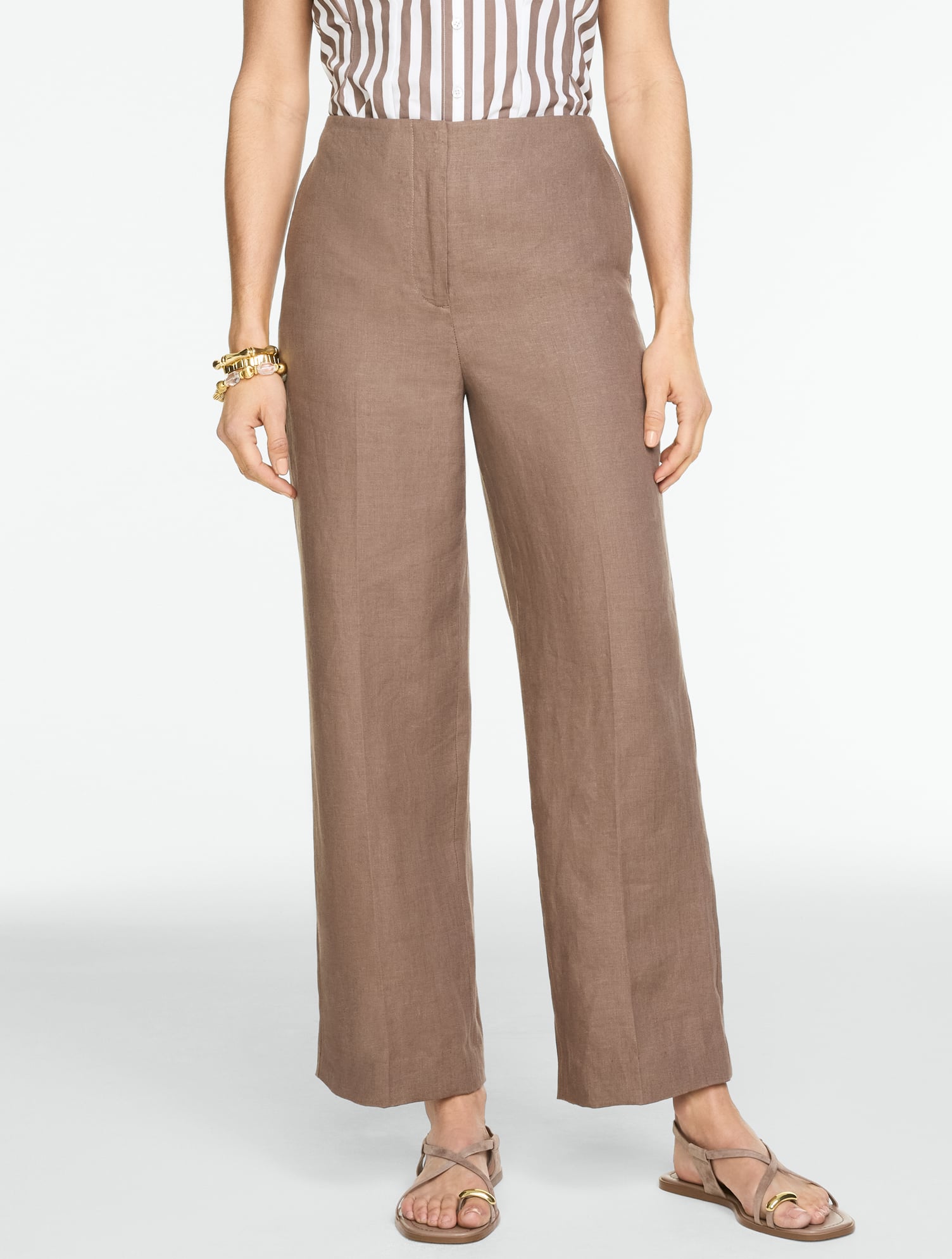 Classic Linen Straight Ankle Pants