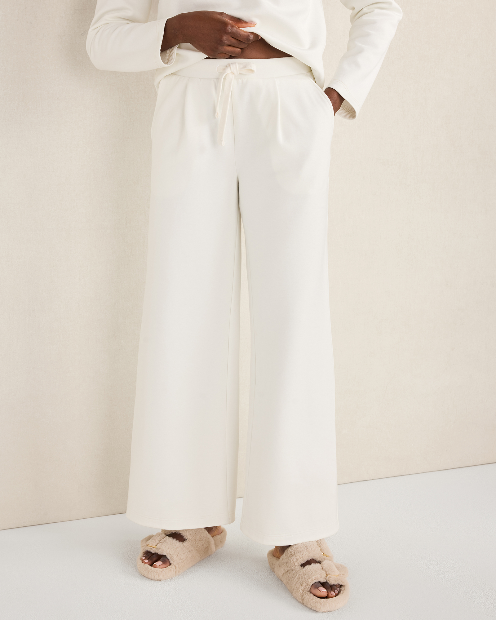 Soft-Brushed Fleece Wide Leg Pants
