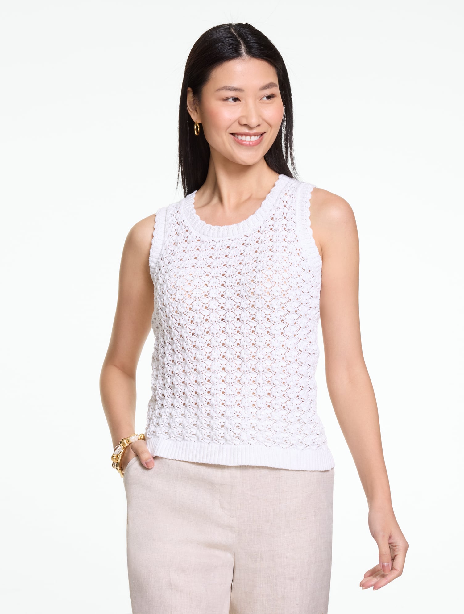 Scallop Trim Pointelle Shell | Talbots