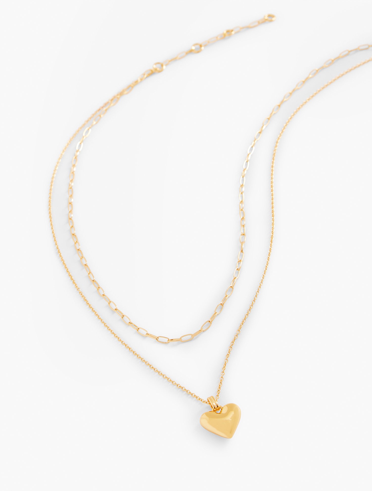 Talbots Classic Heart Layered Necklace - Gold - 001
