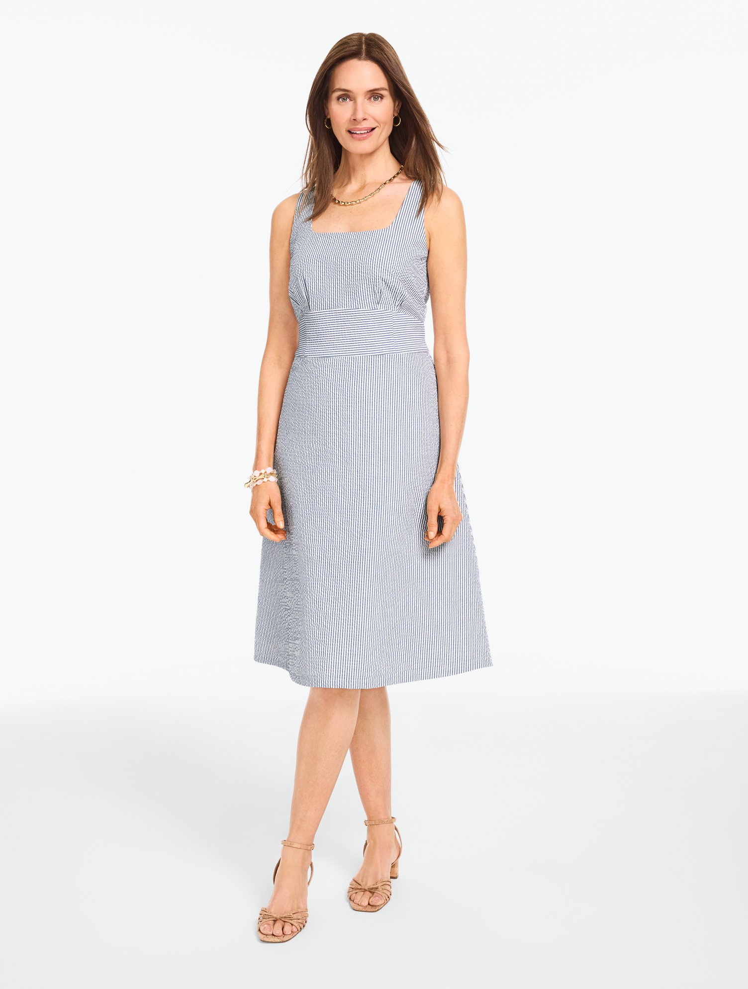 Seersucker Sleeveless Dress - Market Stripe