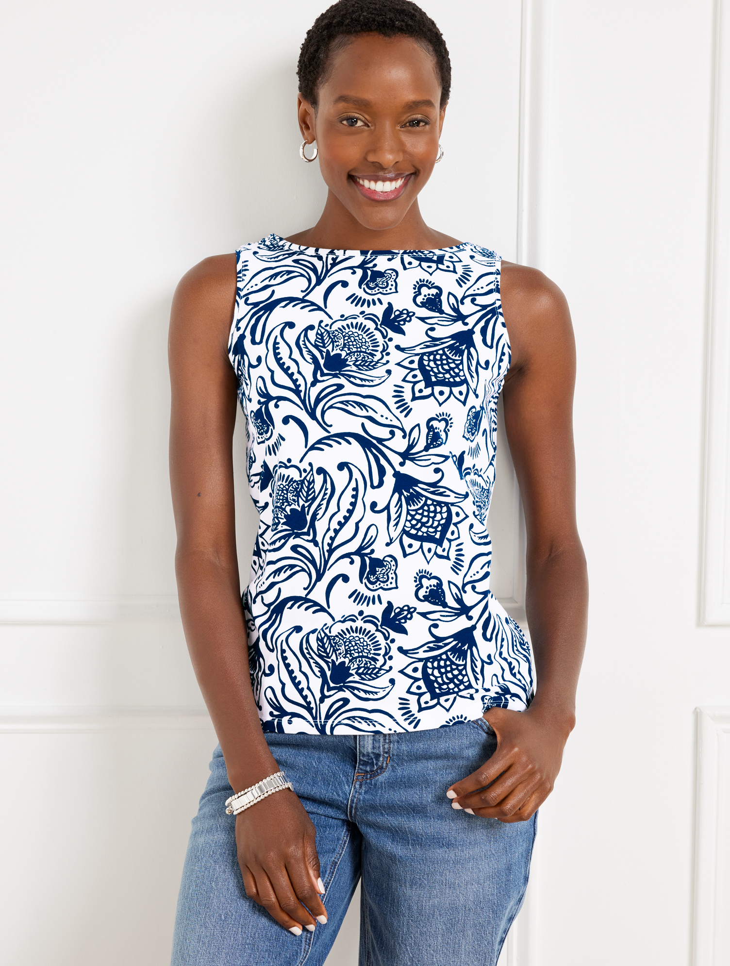 Bateau Neck Tank - Bicolor Jacobean