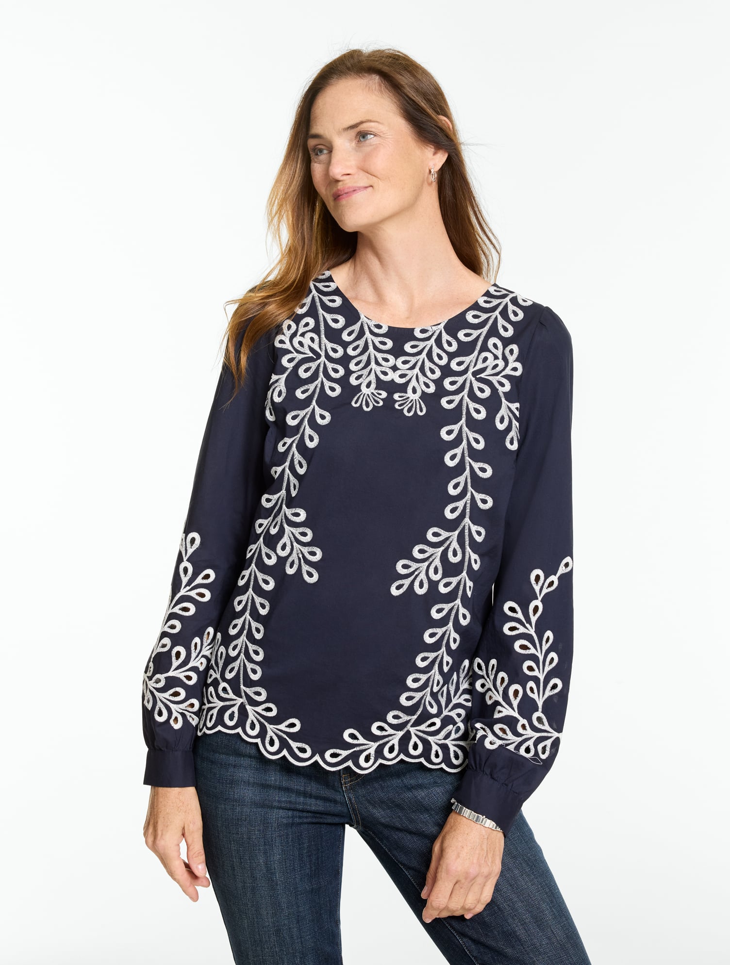 Embroidered Poplin Top
