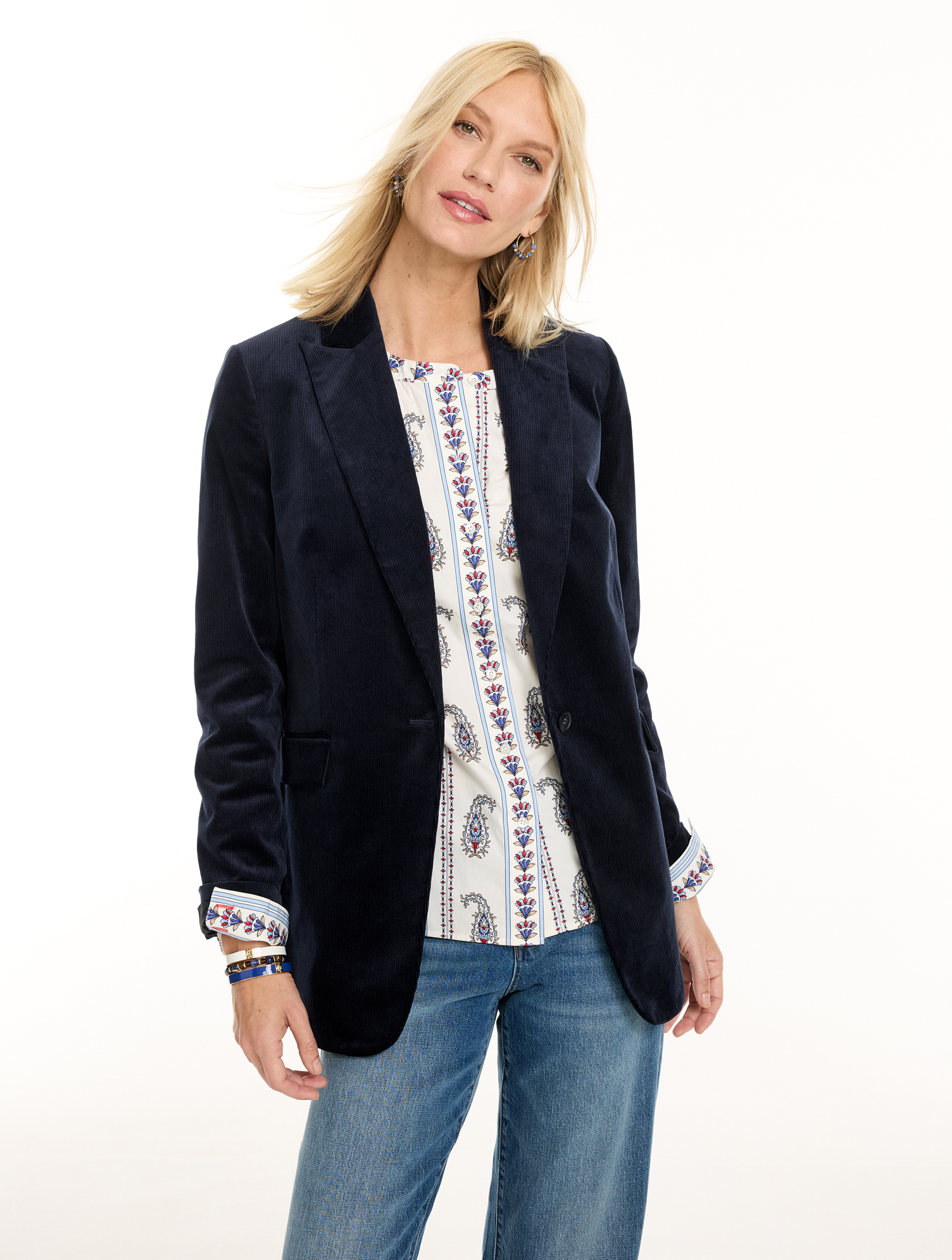 Corduroy Single Button Blazer