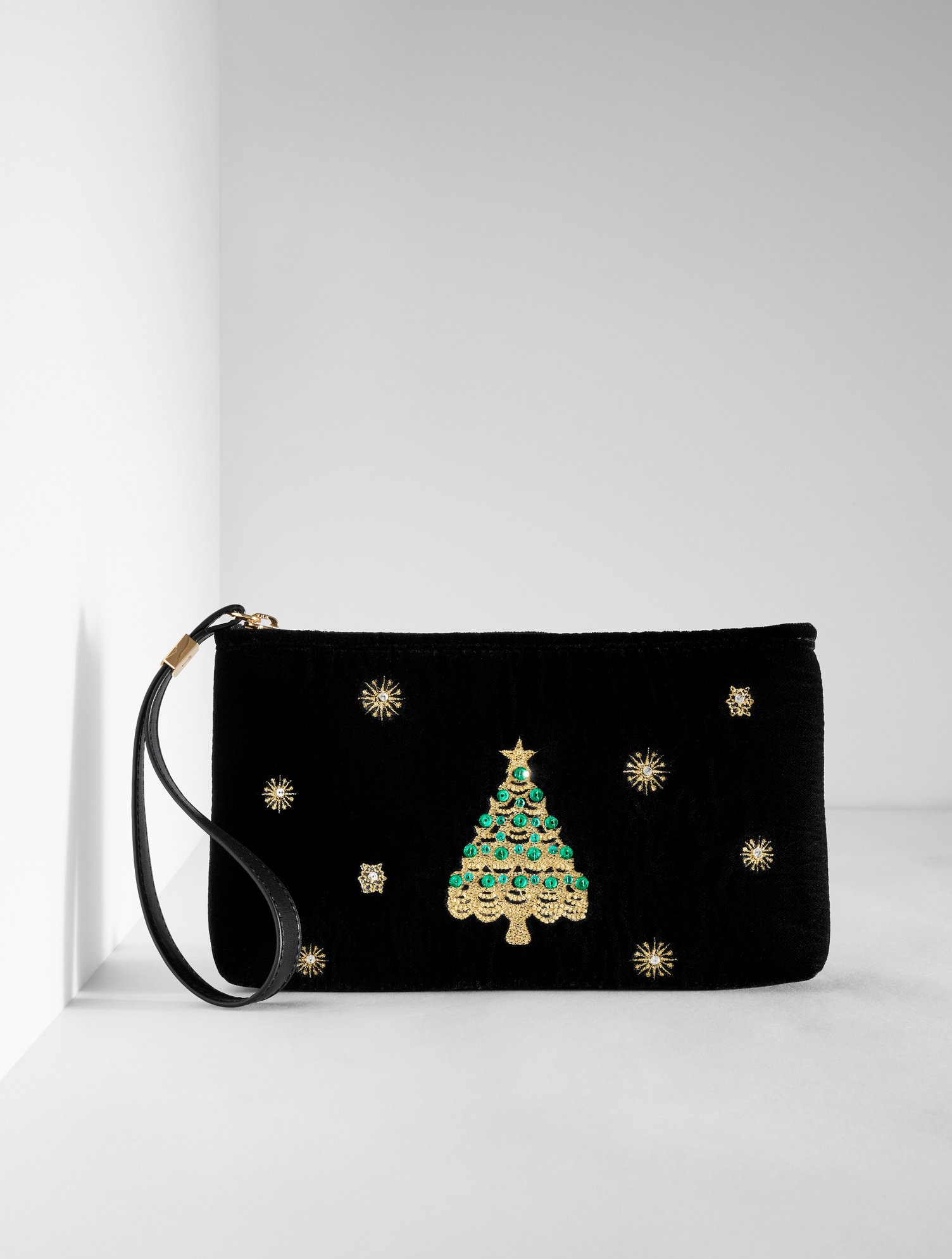 Talbots Whimsy Tree Velvet Wristlet - Black - 001