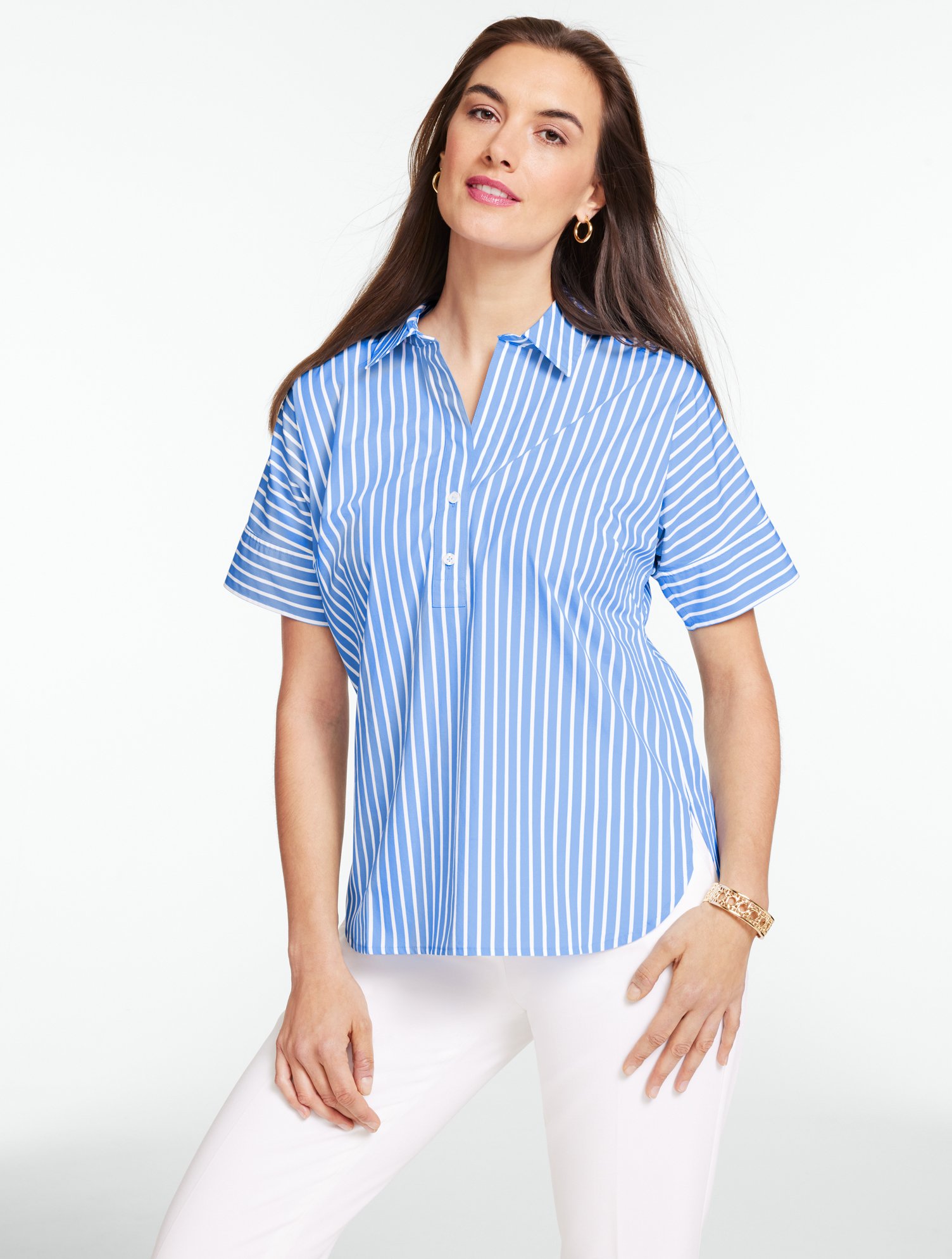 Poplin Popover Shirt  - Breezy Way Stripe